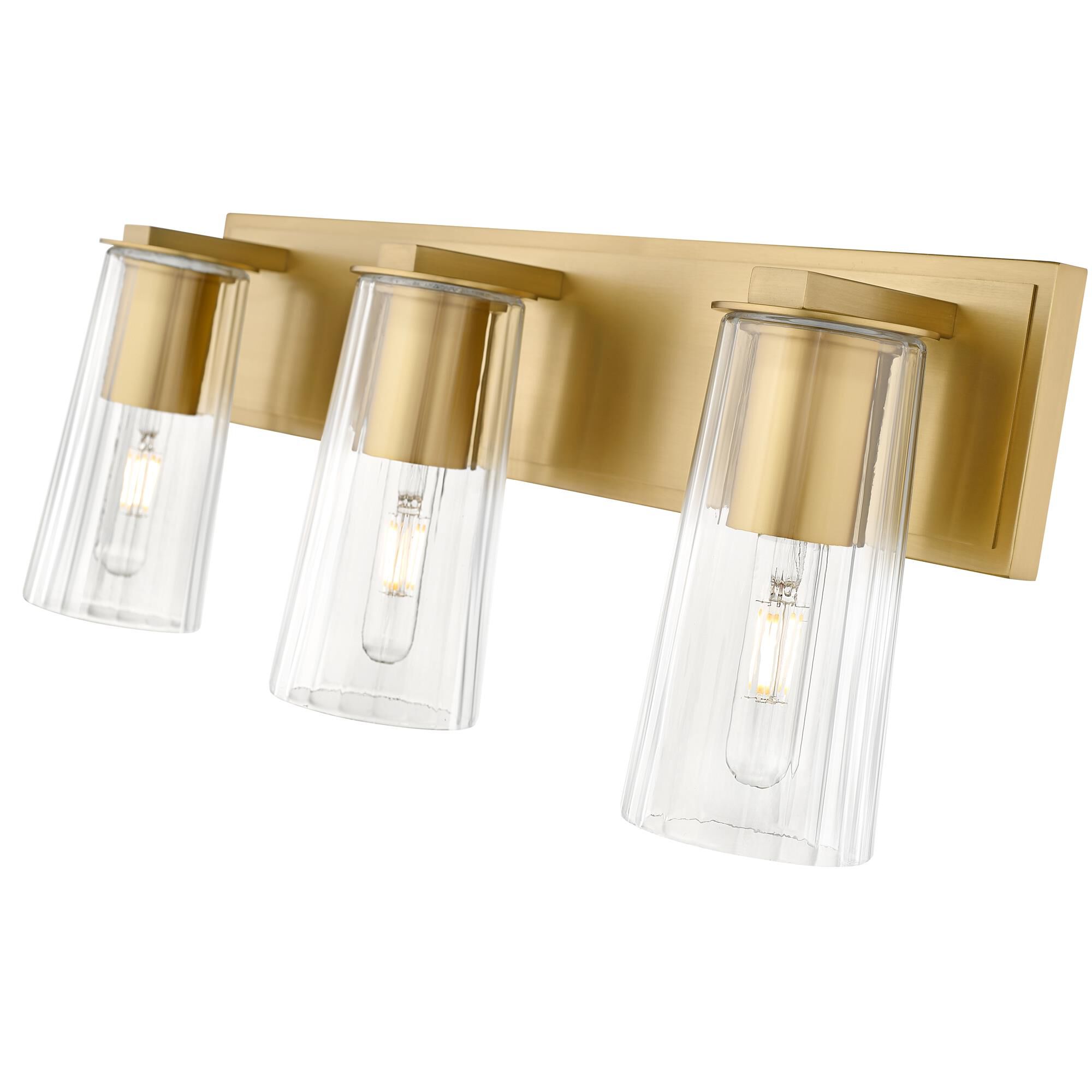 Shown in Modern Gold finish and Clear glass and Clear shade