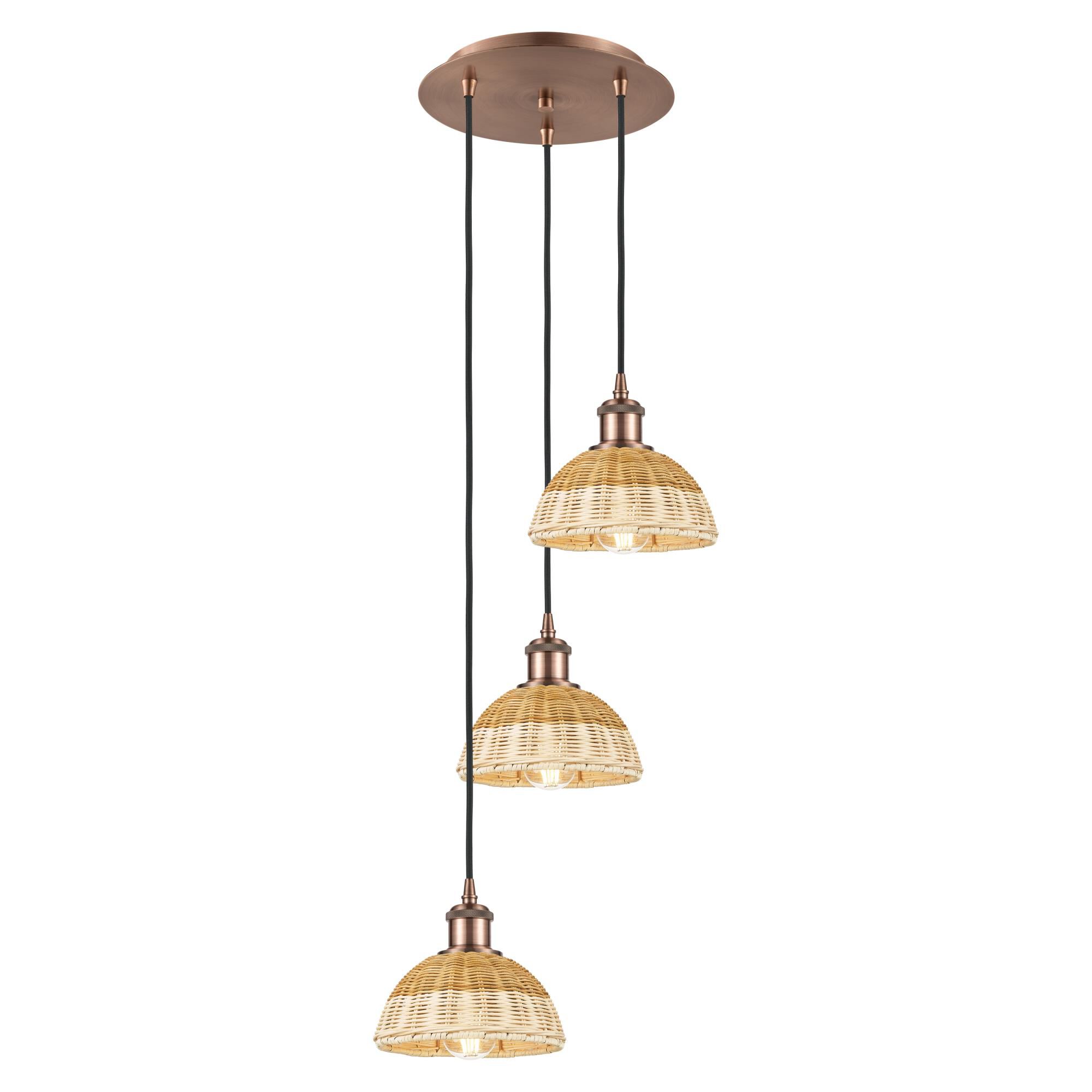 Shown in Antique Copper finish and Natural shade