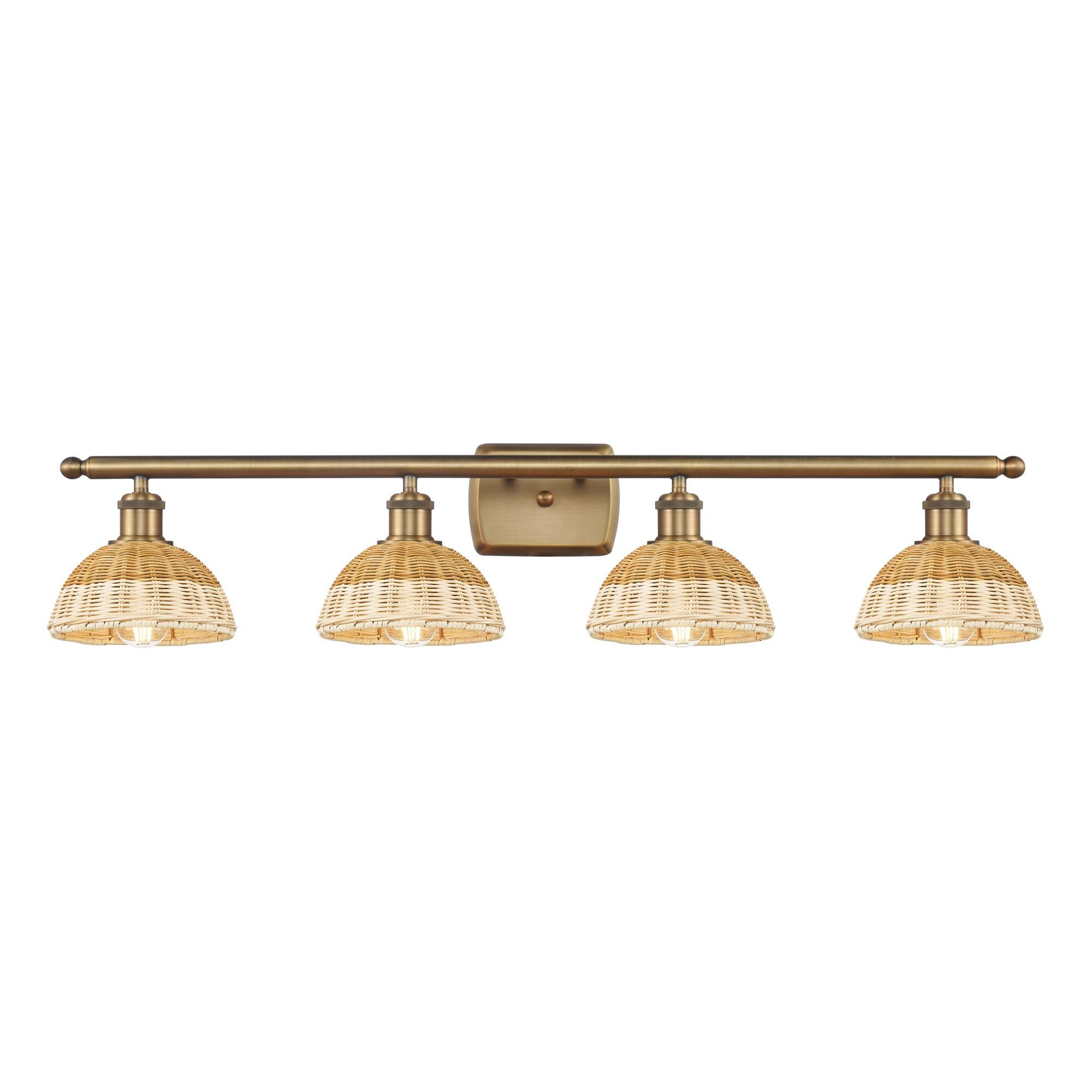 Shown in Brushed Brass finish and Natural shade