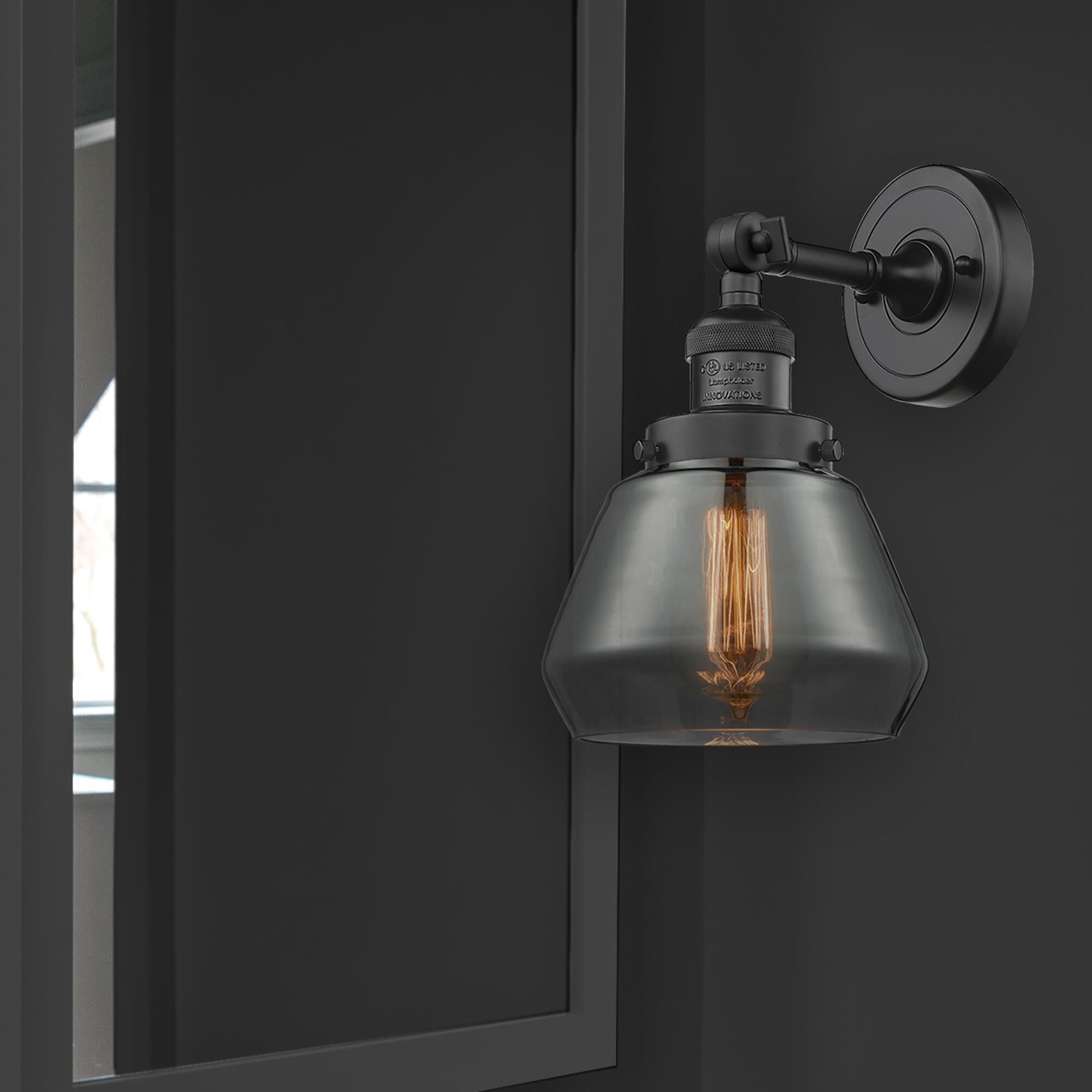 Shown in Matte Black finish and Plated Smoked glass and No Accent accent