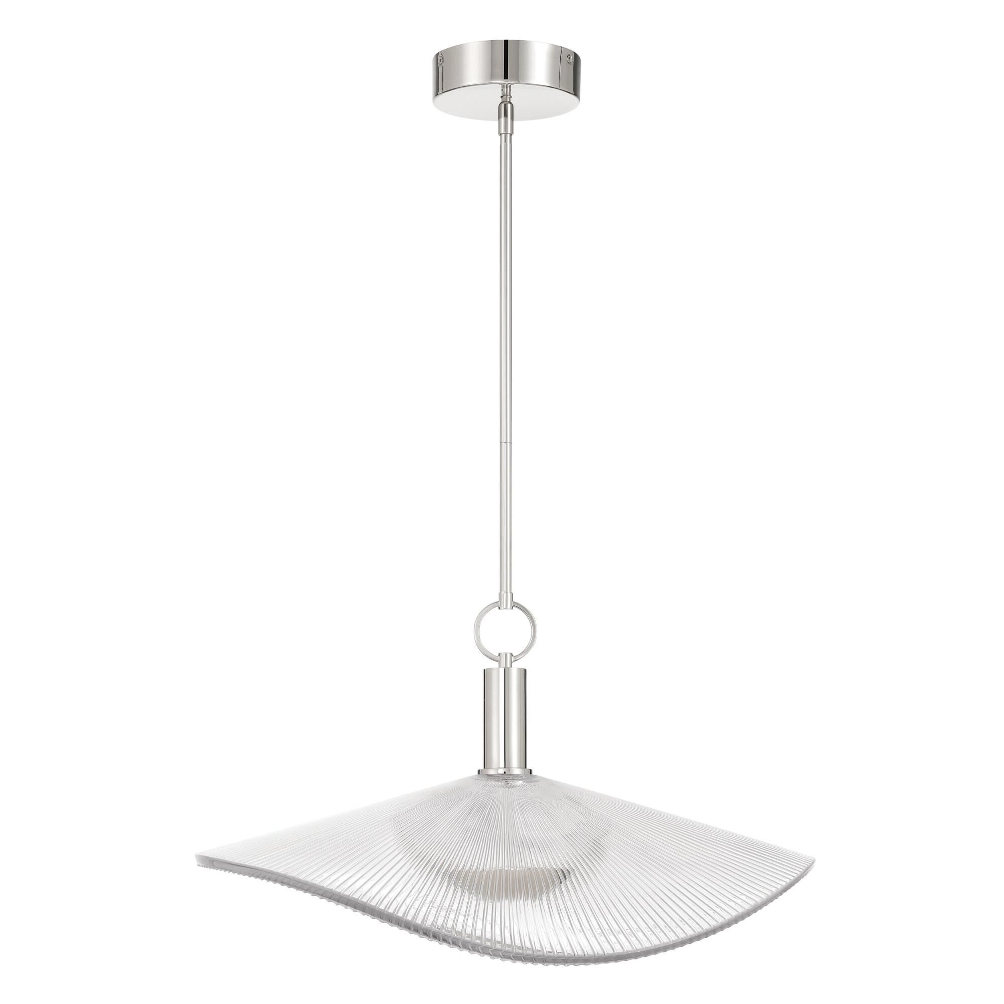 Shown in Polished Nickel finish and Clear Ribbed glass