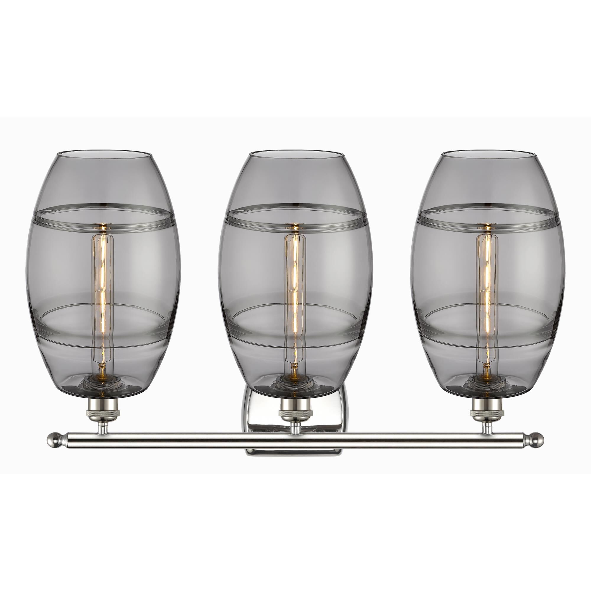 Shown in Polished Nickel finish and Light Smoke glass