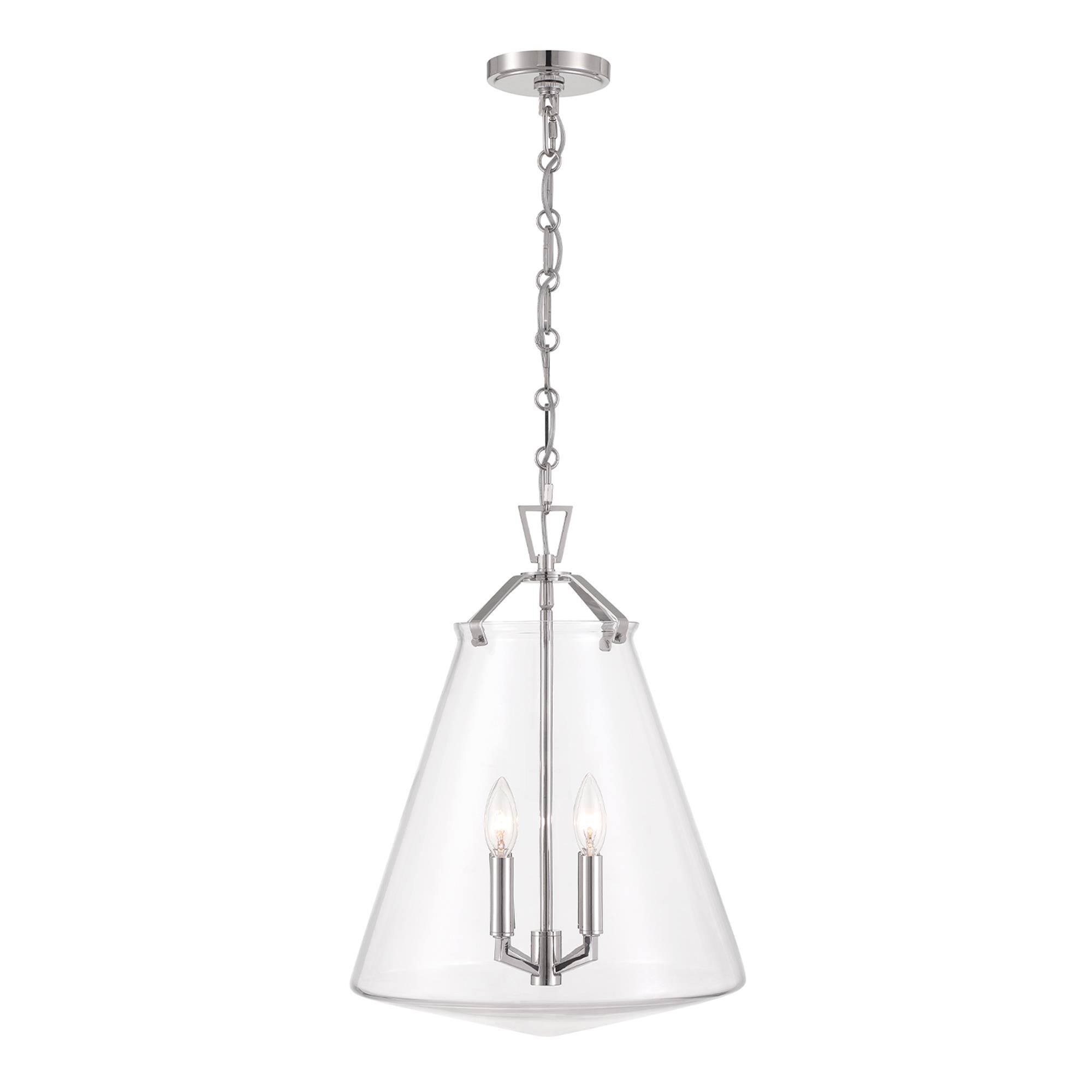 Shown in Polished Nickel finish and Clear glass