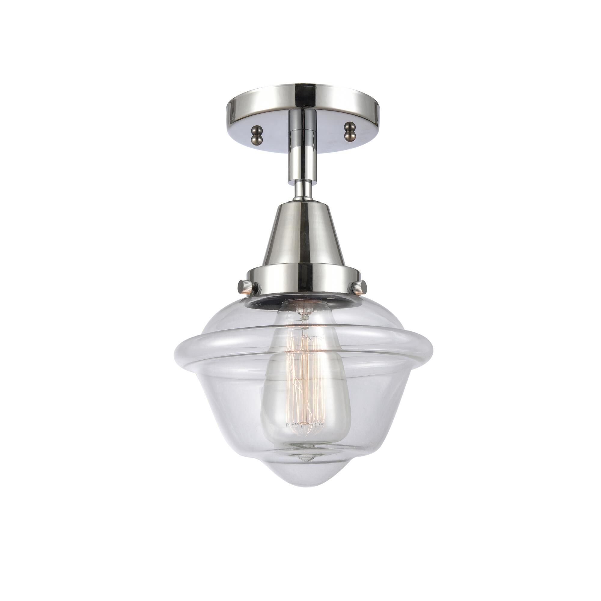 Shown in Polished Chrome finish and Clear Small Oxford glass and No Shade shade