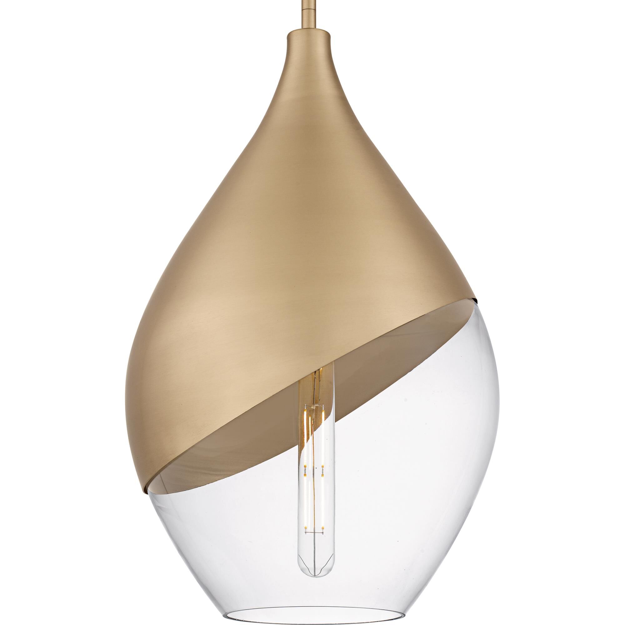 Shown in Bronze Gold finish and Clear Glass shade