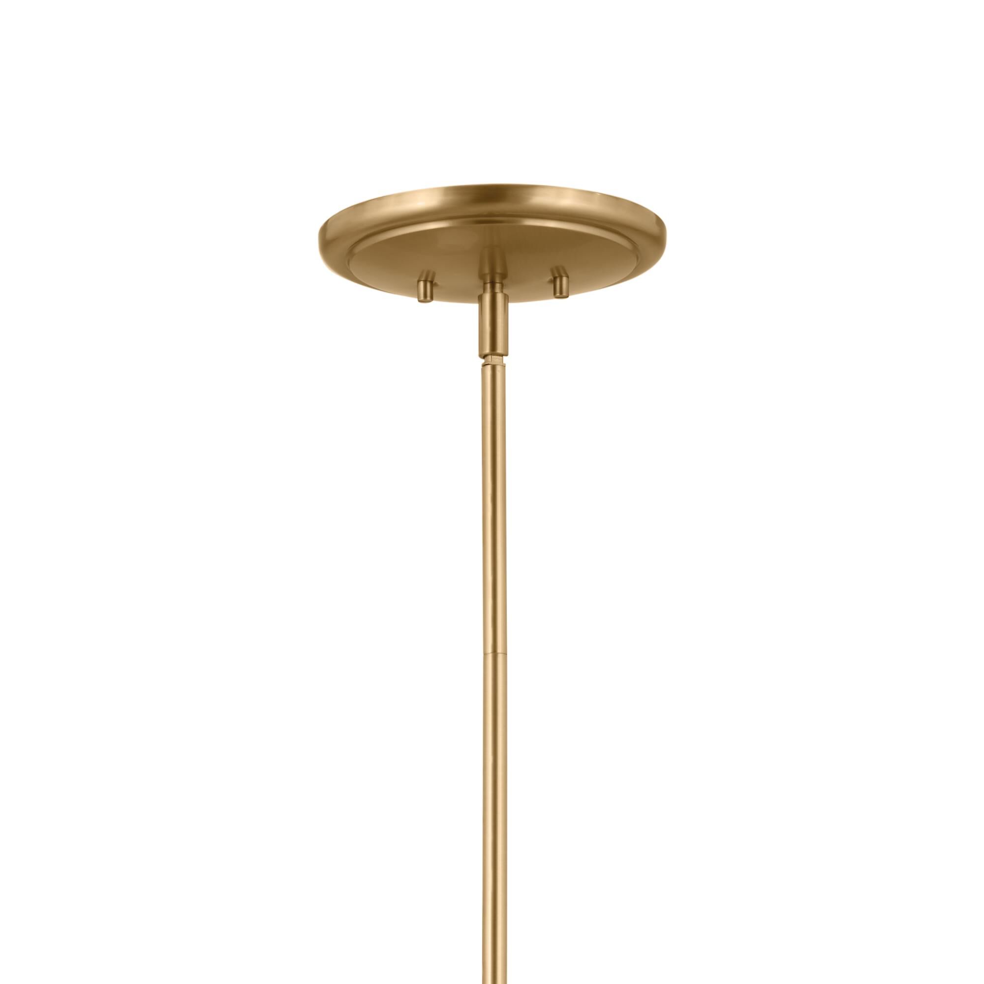 Shown in Brushed Natural Brass finish and Fabric and Bell shade