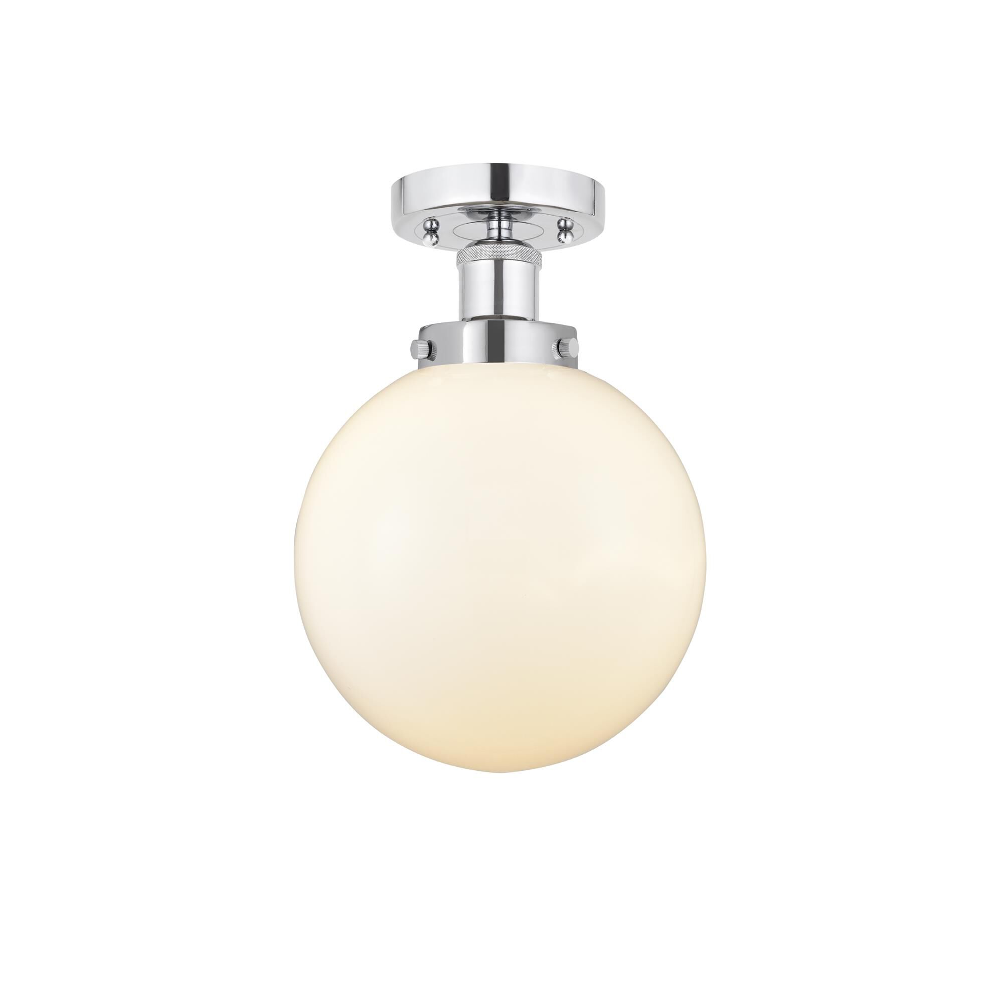 Shown in Polished Chrome, Matte White finish and Matte White glass and Matte White Glass shade