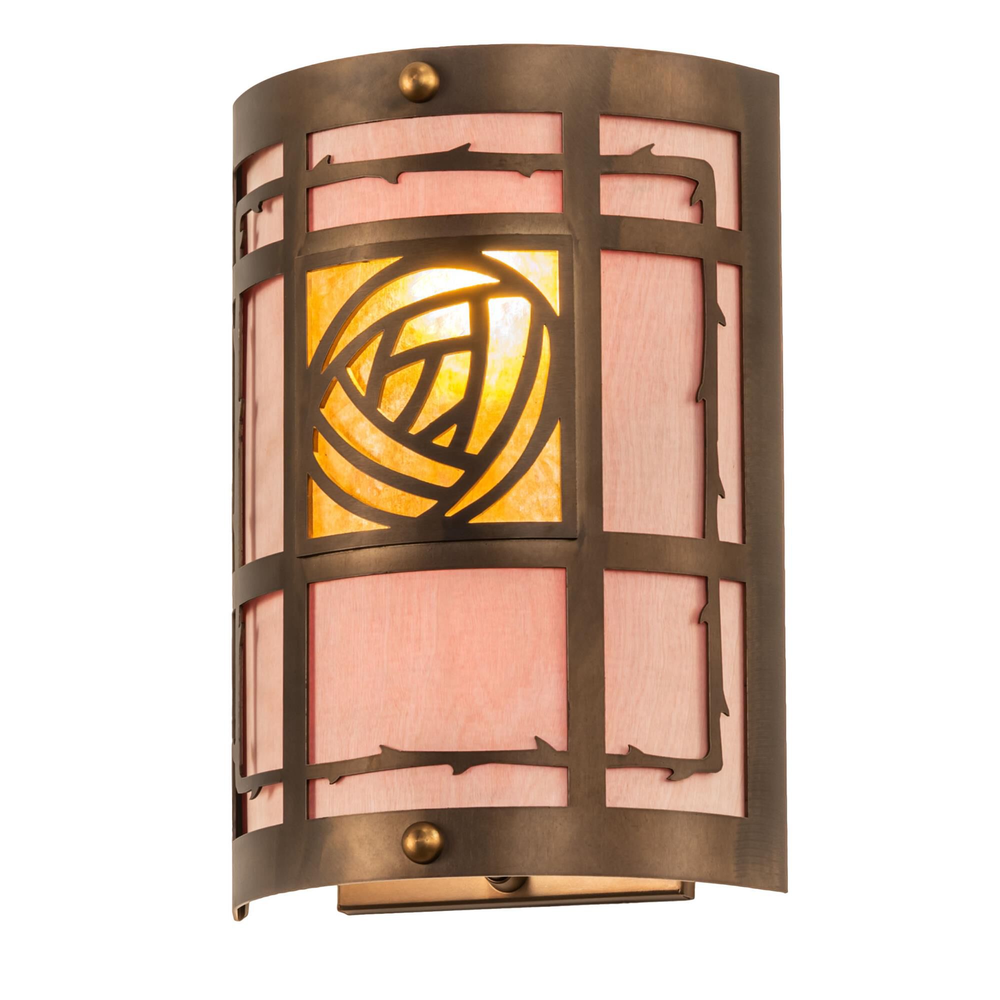 Shown in Antique Copper Finish finish and Amber Mica glass