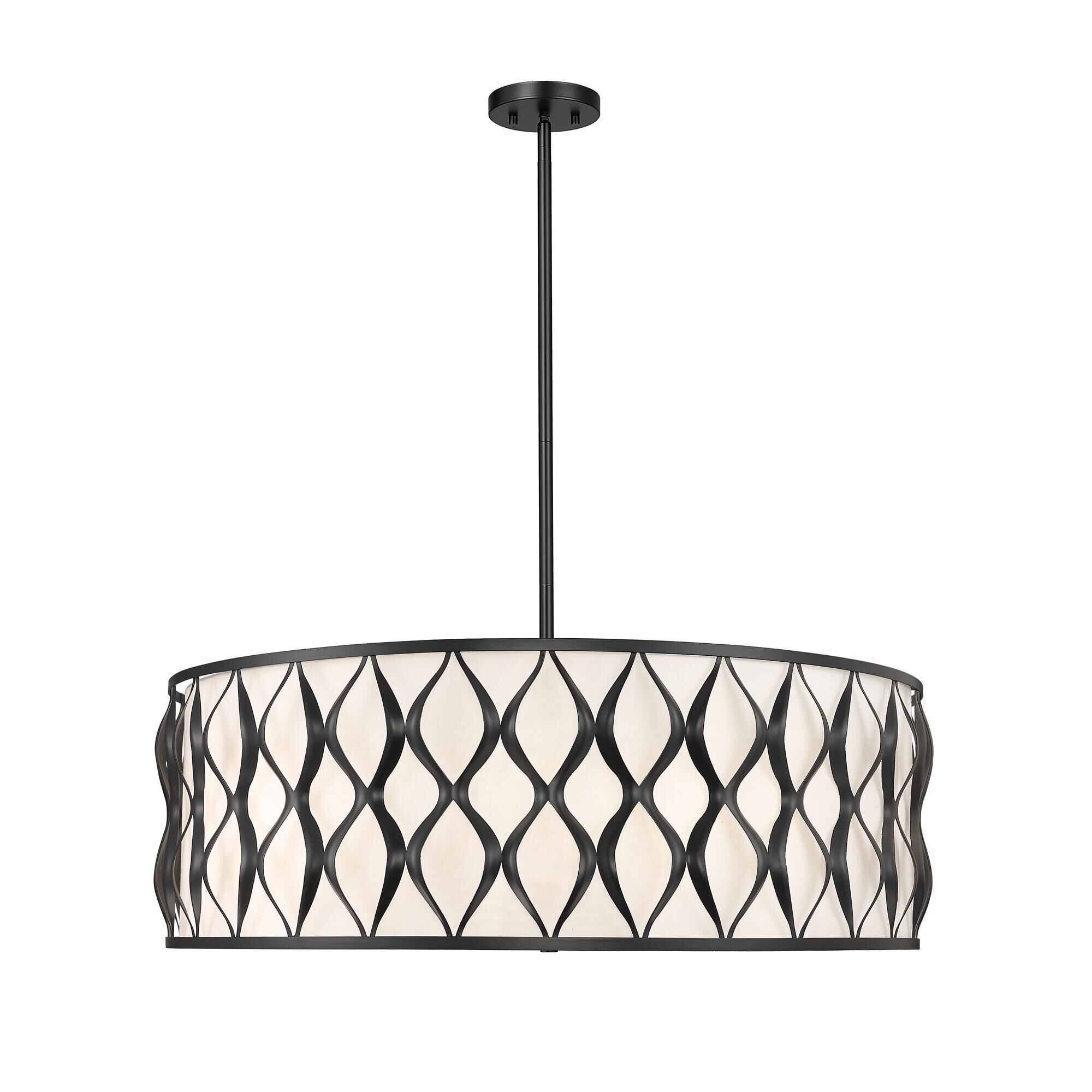 Shown in Matte Black finish and White glass and White shade