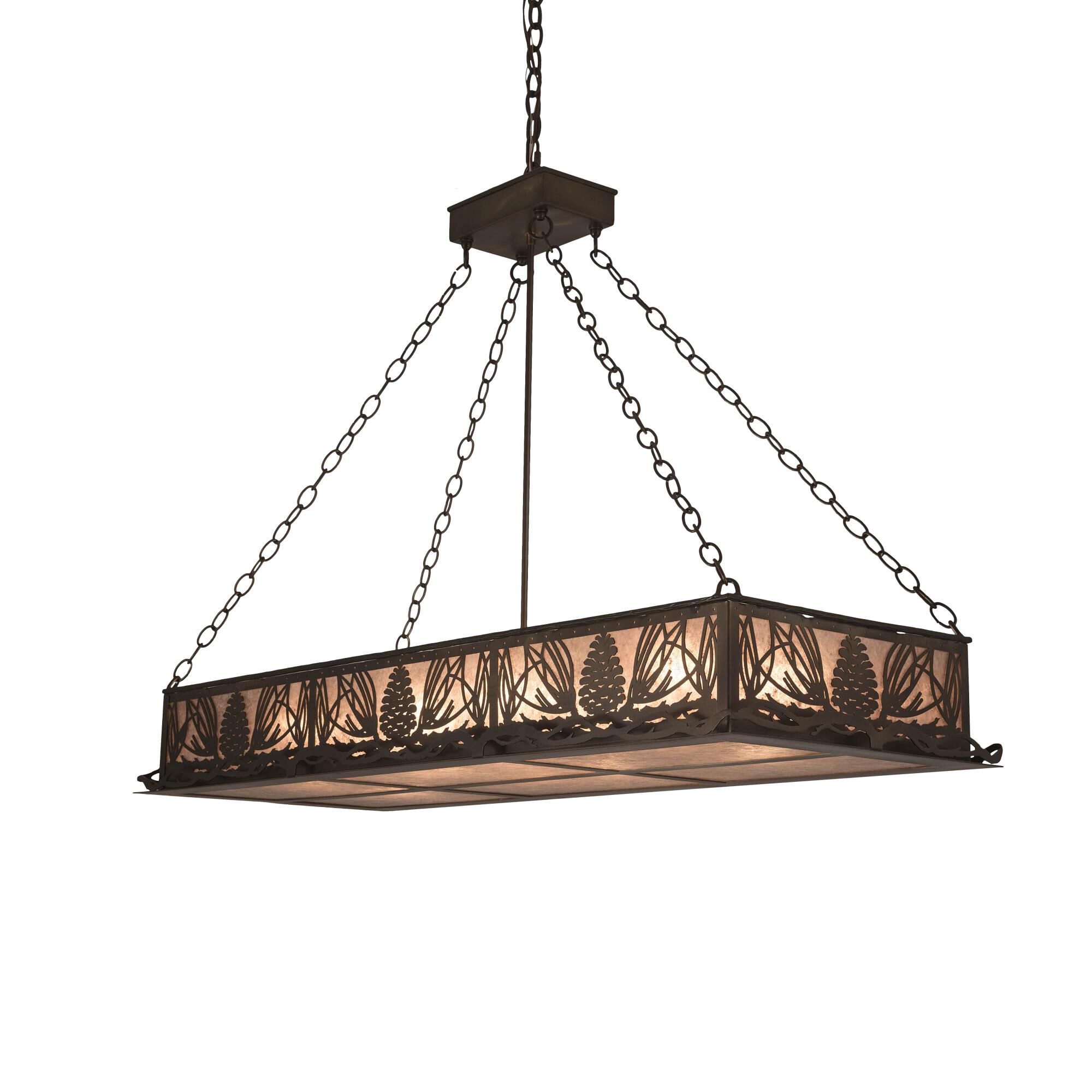 Shown in Antique Copper Finish finish and Silver Mica glass