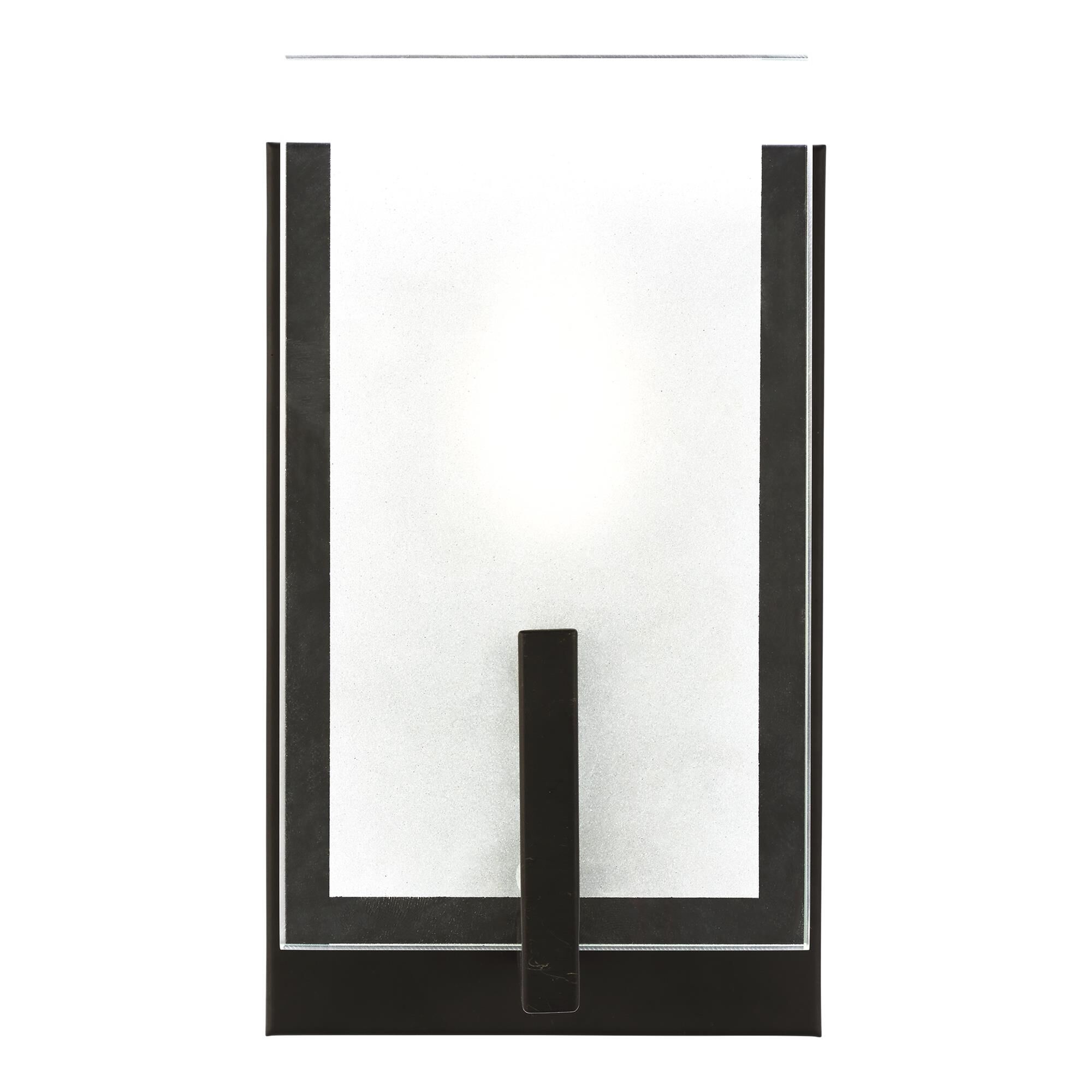 Shown in Midnight Black finish and Clear Highlighted Satin Etched glass and Clear Highlighted Satin Etched Glass shade