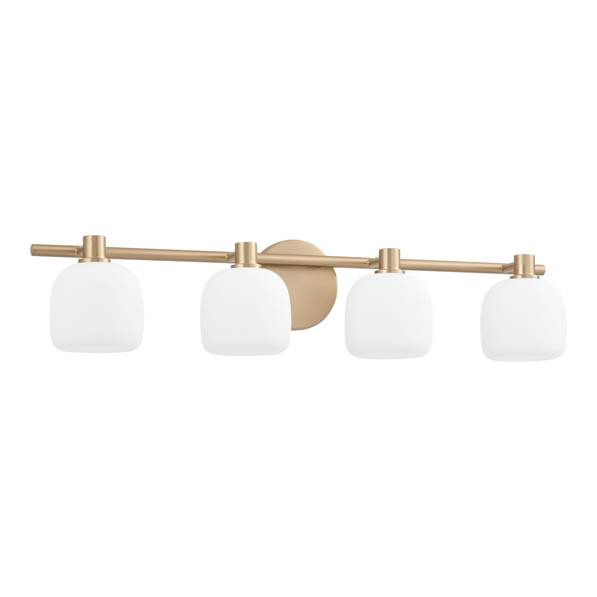 Shown in Champagne Gold finish and Etched Opal glass
