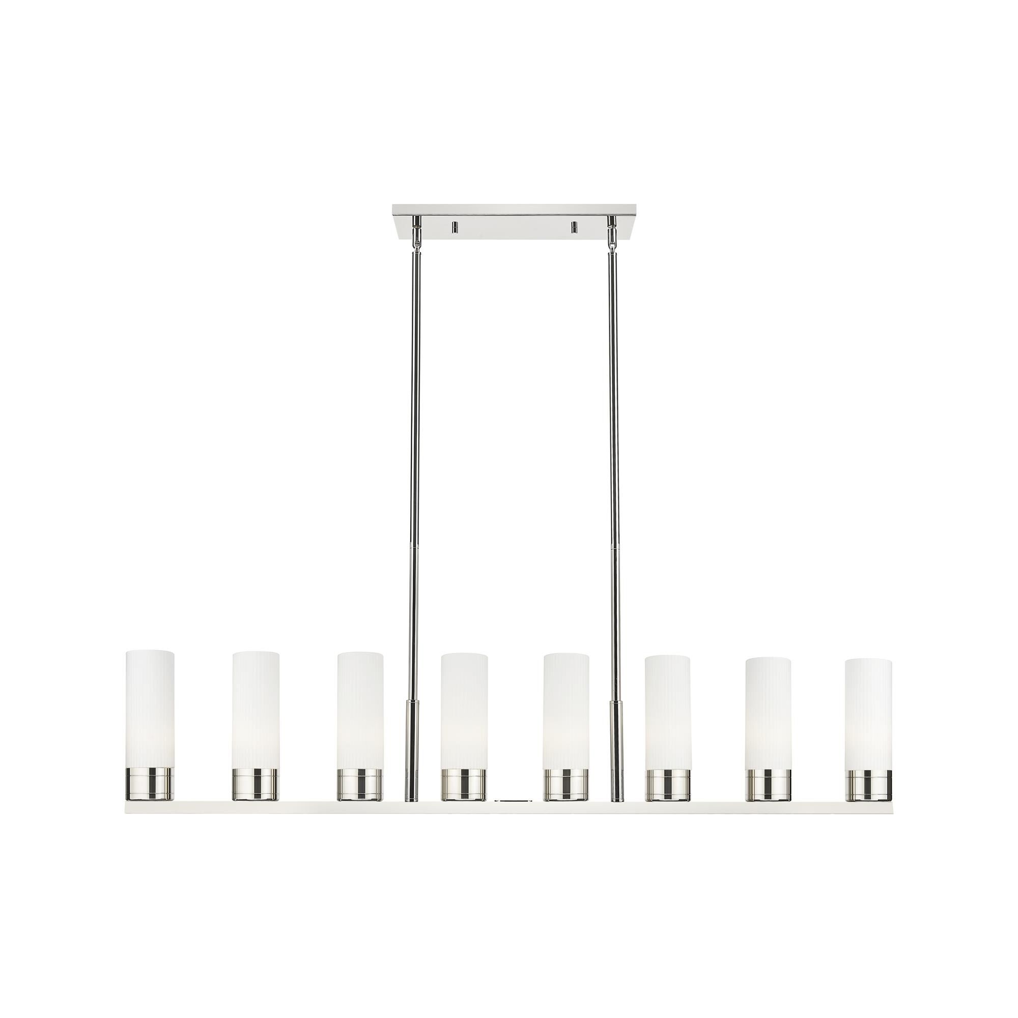 Shown in Polished Nickel finish and Striped White glass