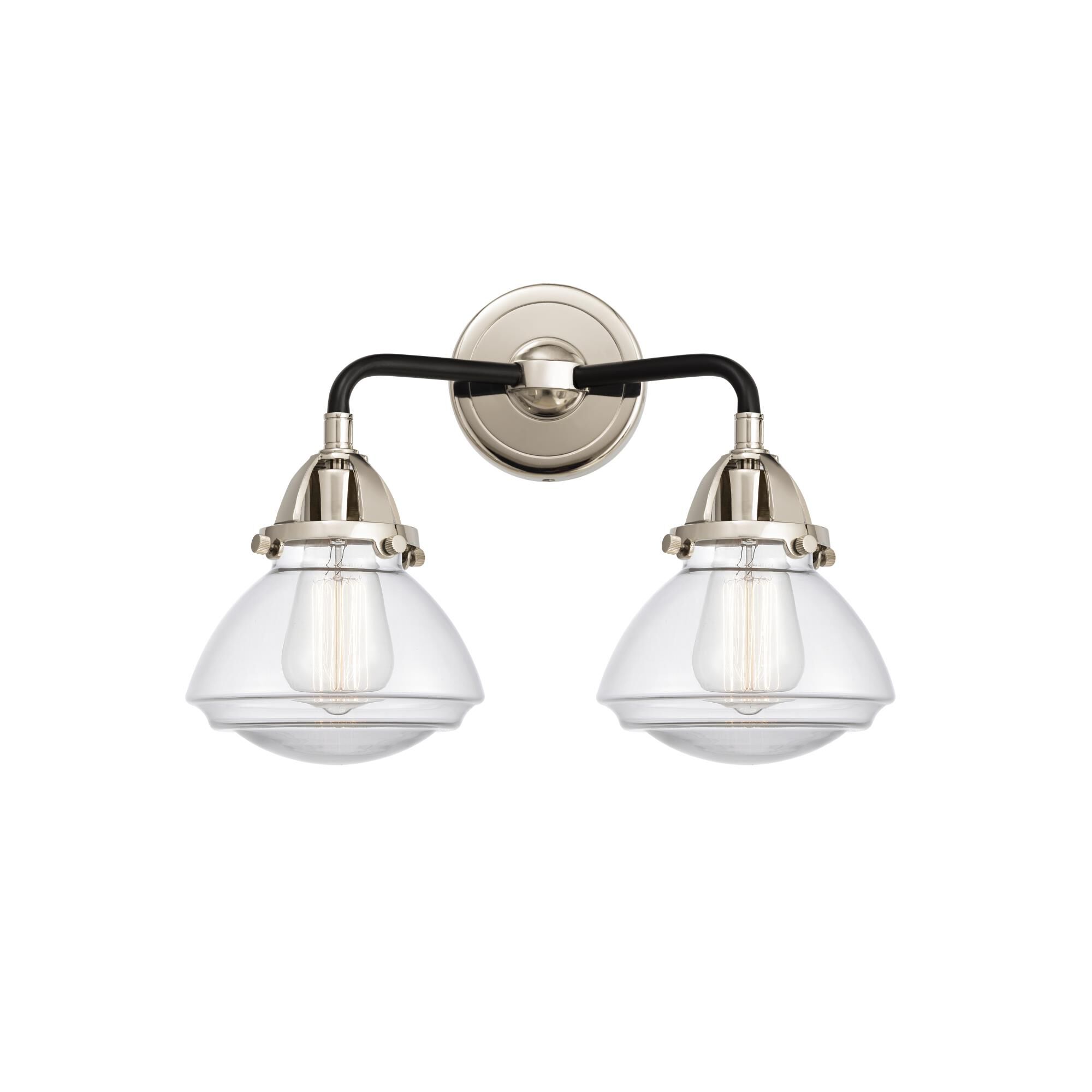 Shown in Black Polished Nickel finish and Clear Olean glass and No Shade shade