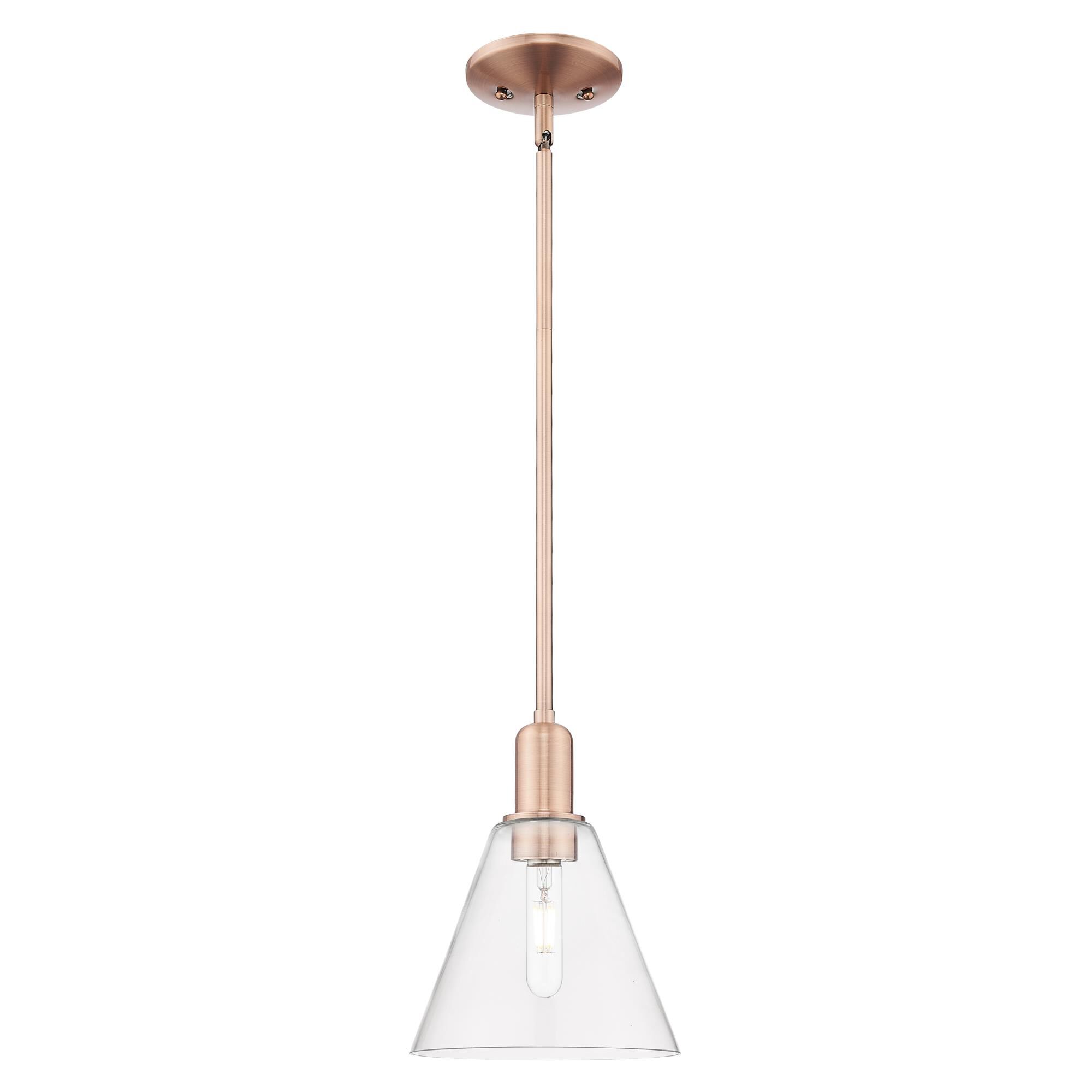 Shown in Antique Copper finish and Clear glass