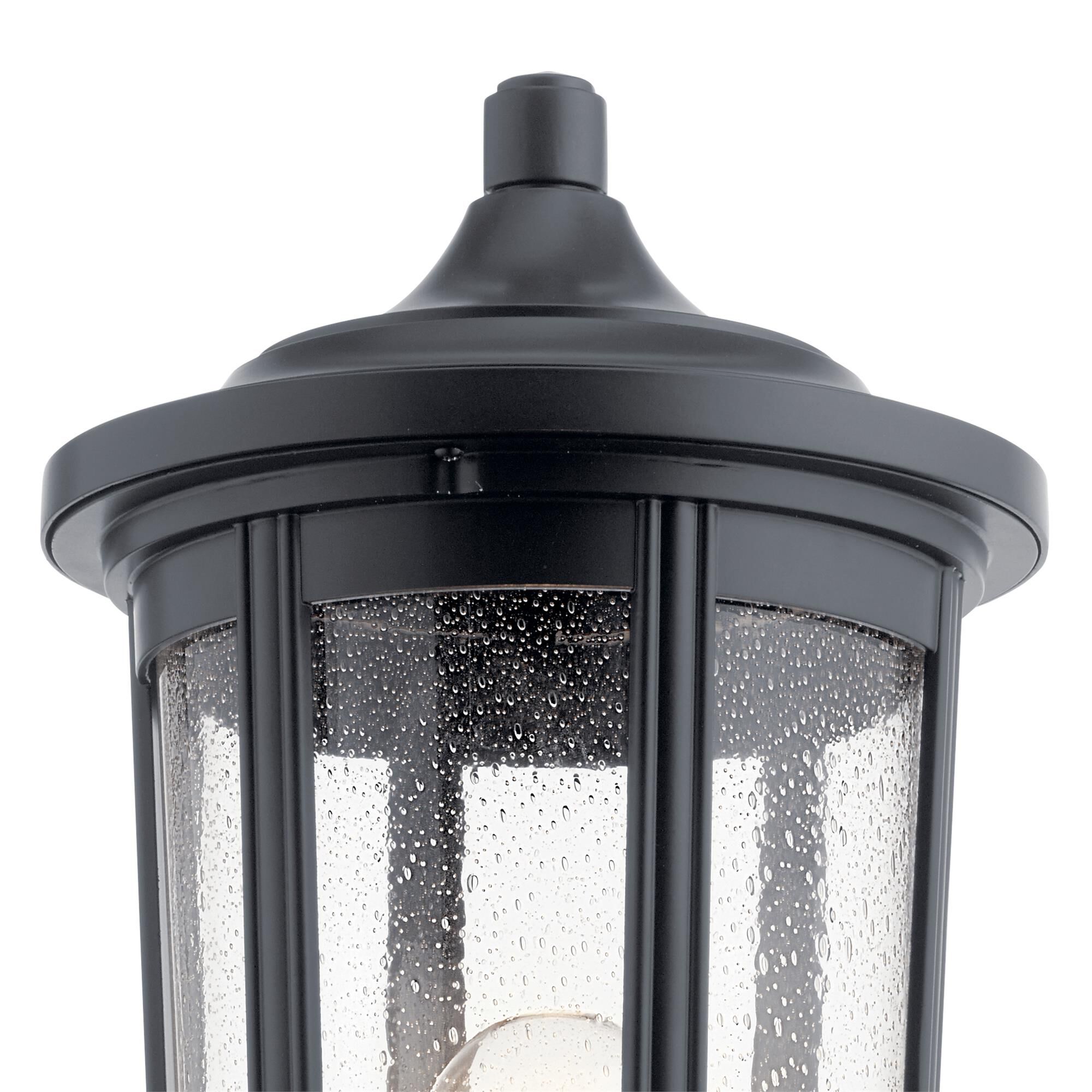 Shown in Black finish and Clear Seeded glass