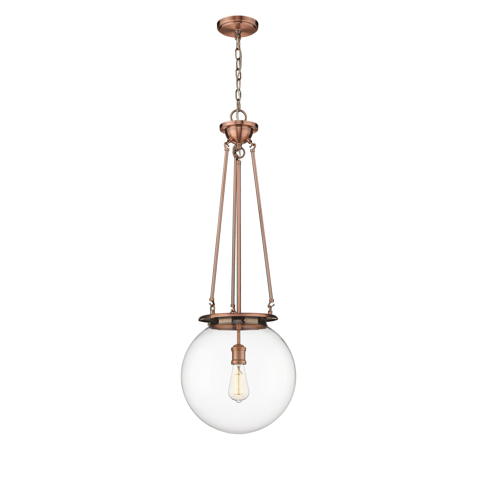Shown in Antique Copper finish and Clear glass