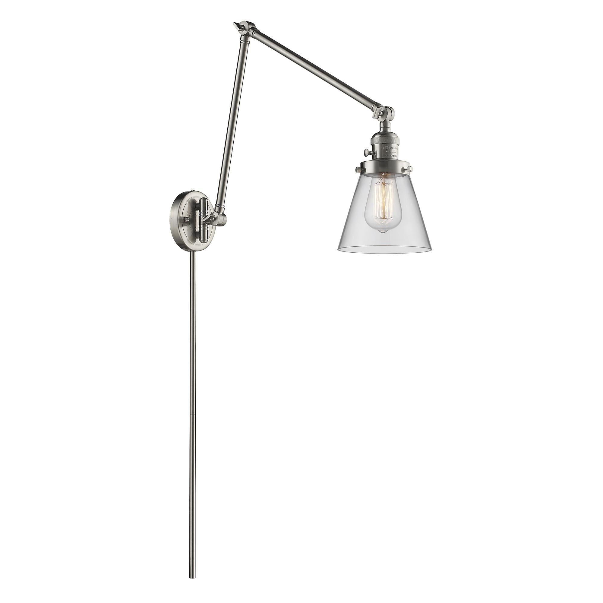 Shown in Brushed Satin Nickel finish and Clear glass