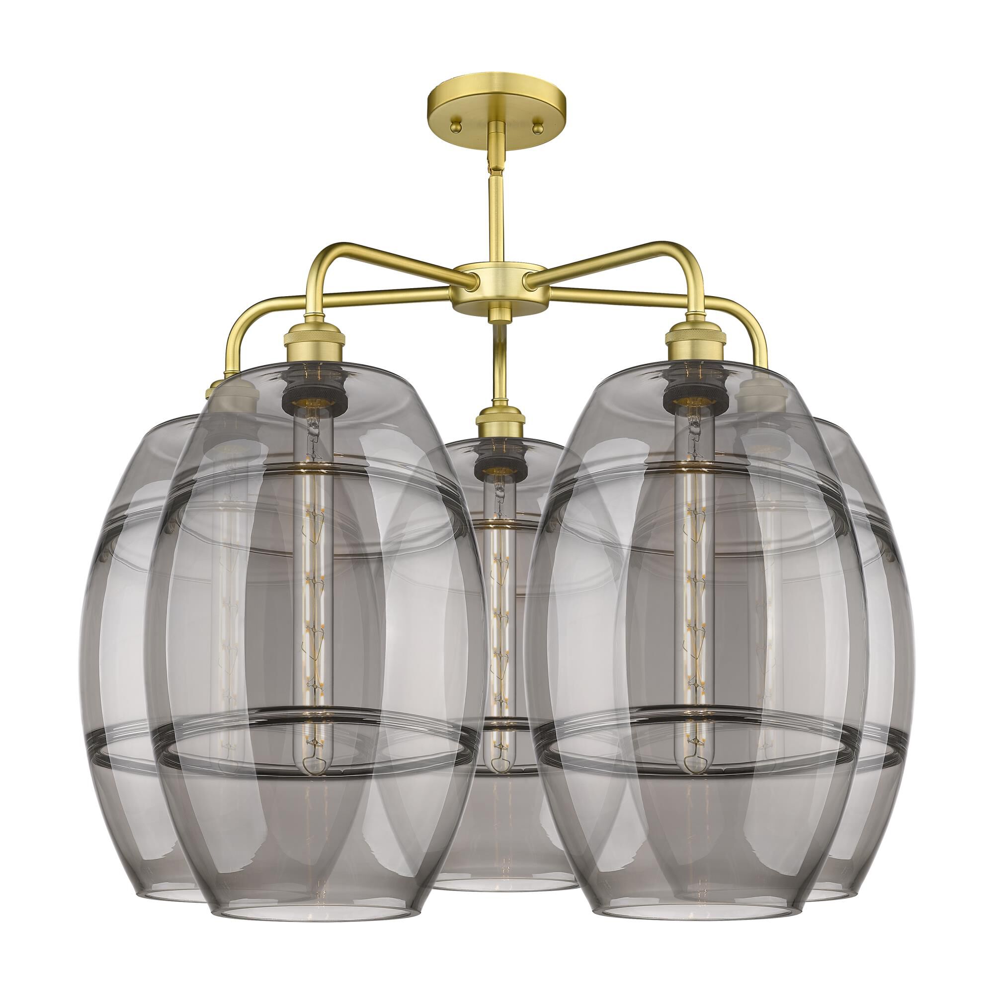 Shown in Satin Gold finish and Light Smoke glass