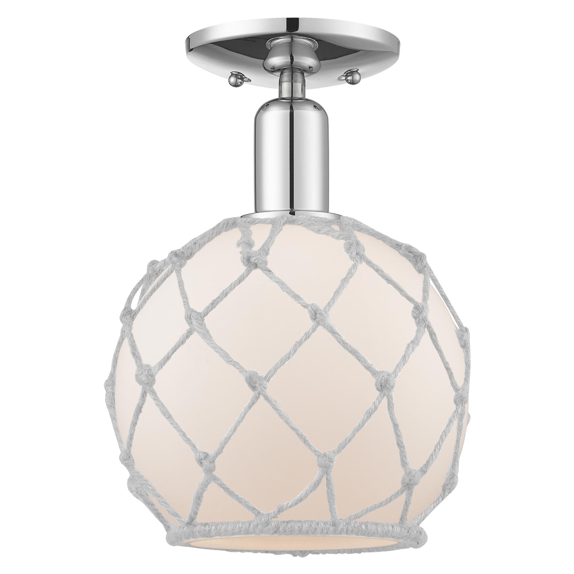 Shown in Polished Chrome finish and White with White Rope glass