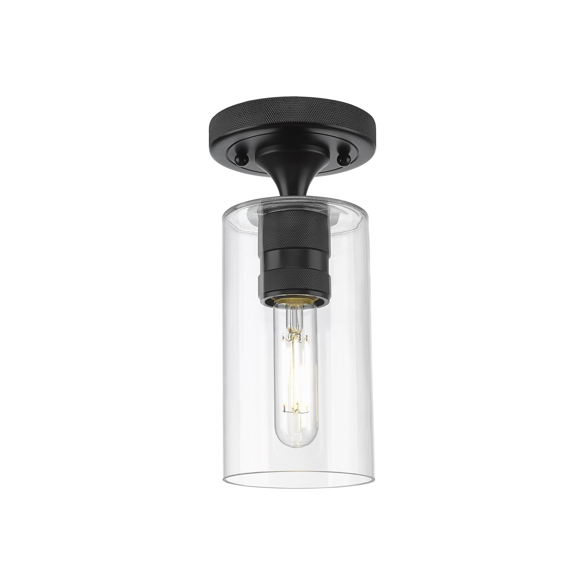 Shown in Matte Black finish and Clear glass and Clear Glass shade