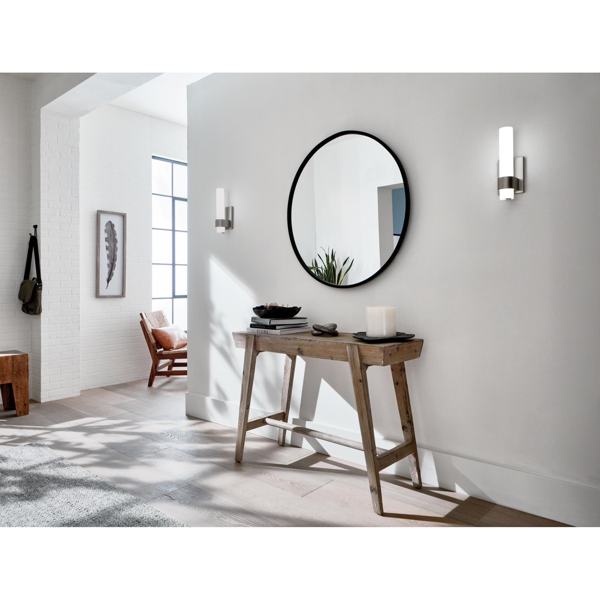 Shown in Brushed Nickel finish and Etched Opal shade