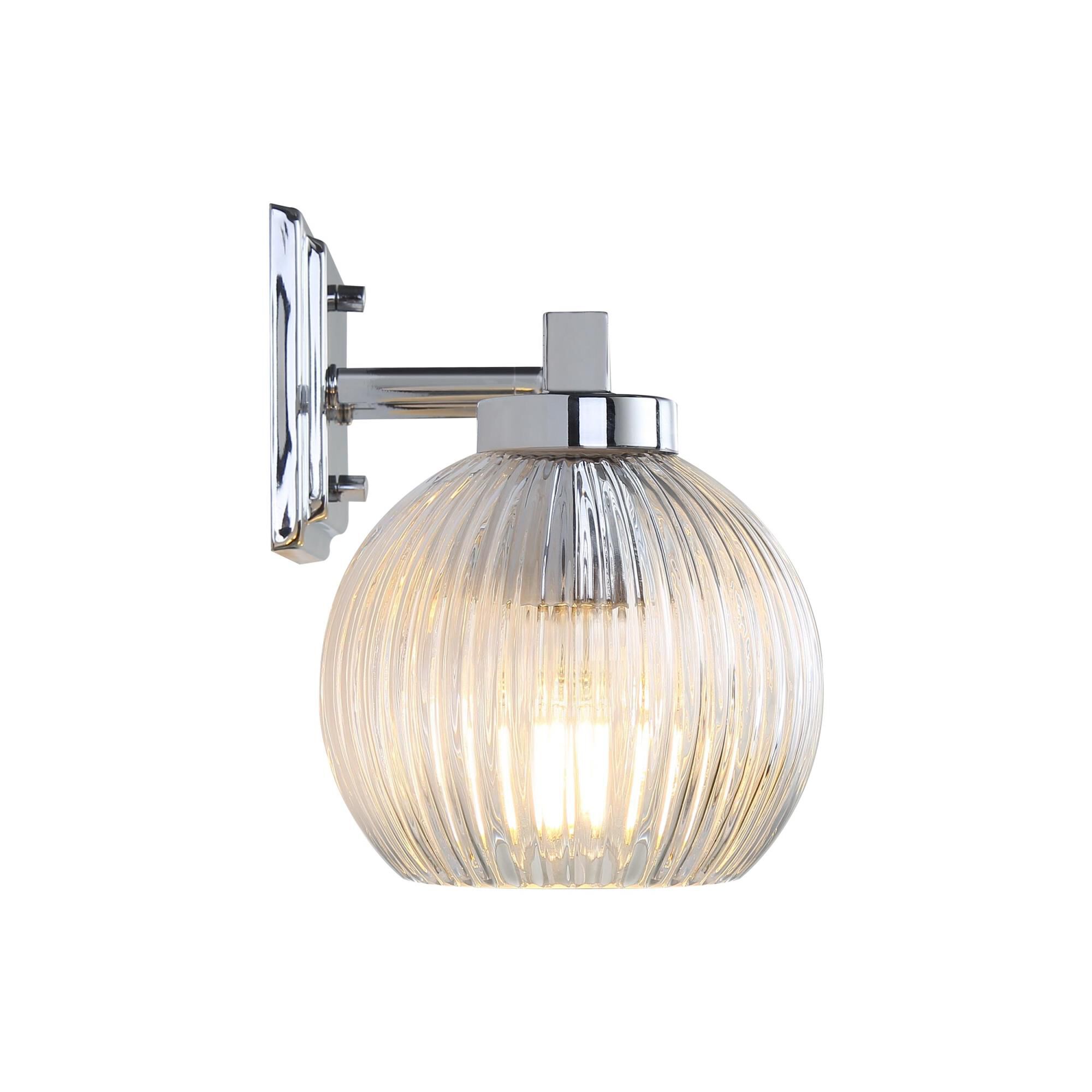 Shown in Chrome finish and Ribbed Clear Glass shade