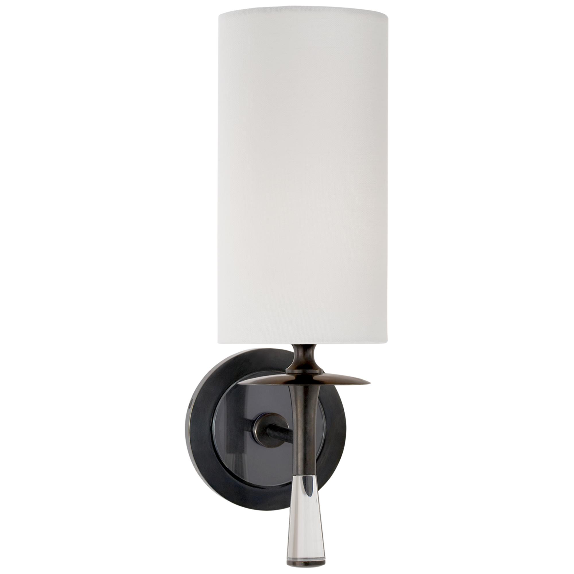 Shown in Bronze With Crystal finish and Linen shade