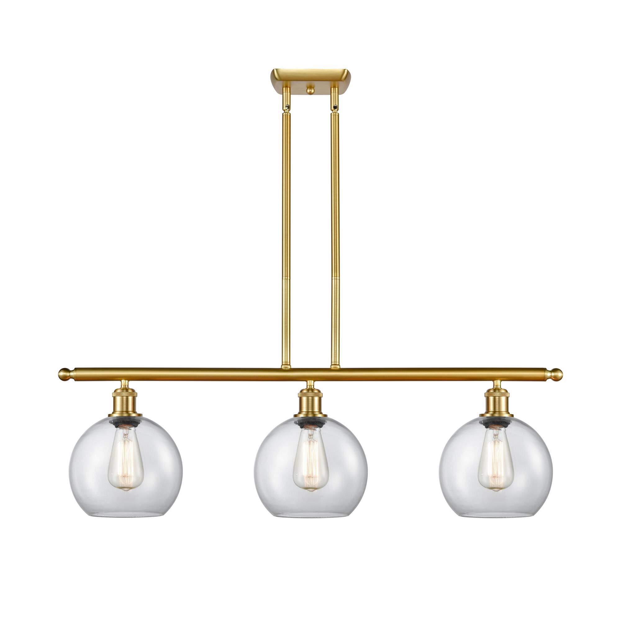 Shown in Satin Gold finish and Clear Athens glass