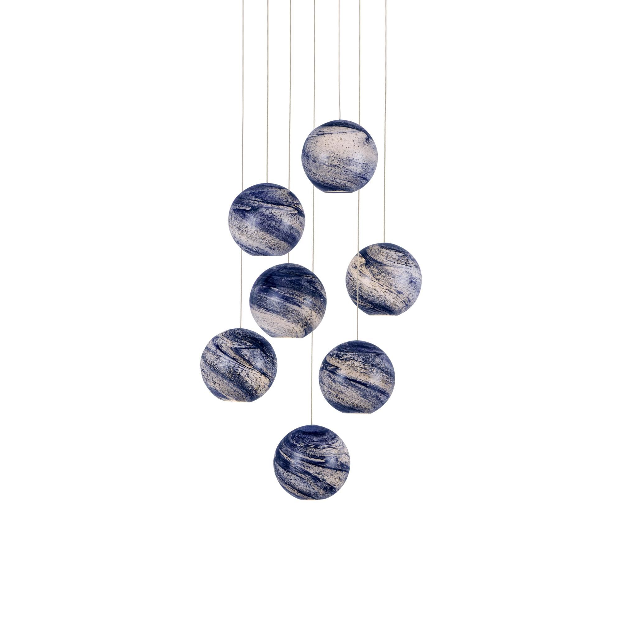 Shown in Blue Marbeled/Silver finish and Earth With Speckles/Glass shade