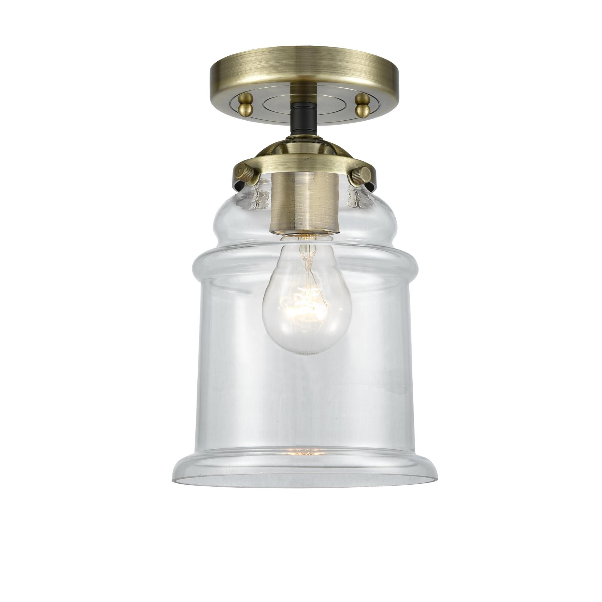 Shown in Black Antique Brass finish and Clear glass