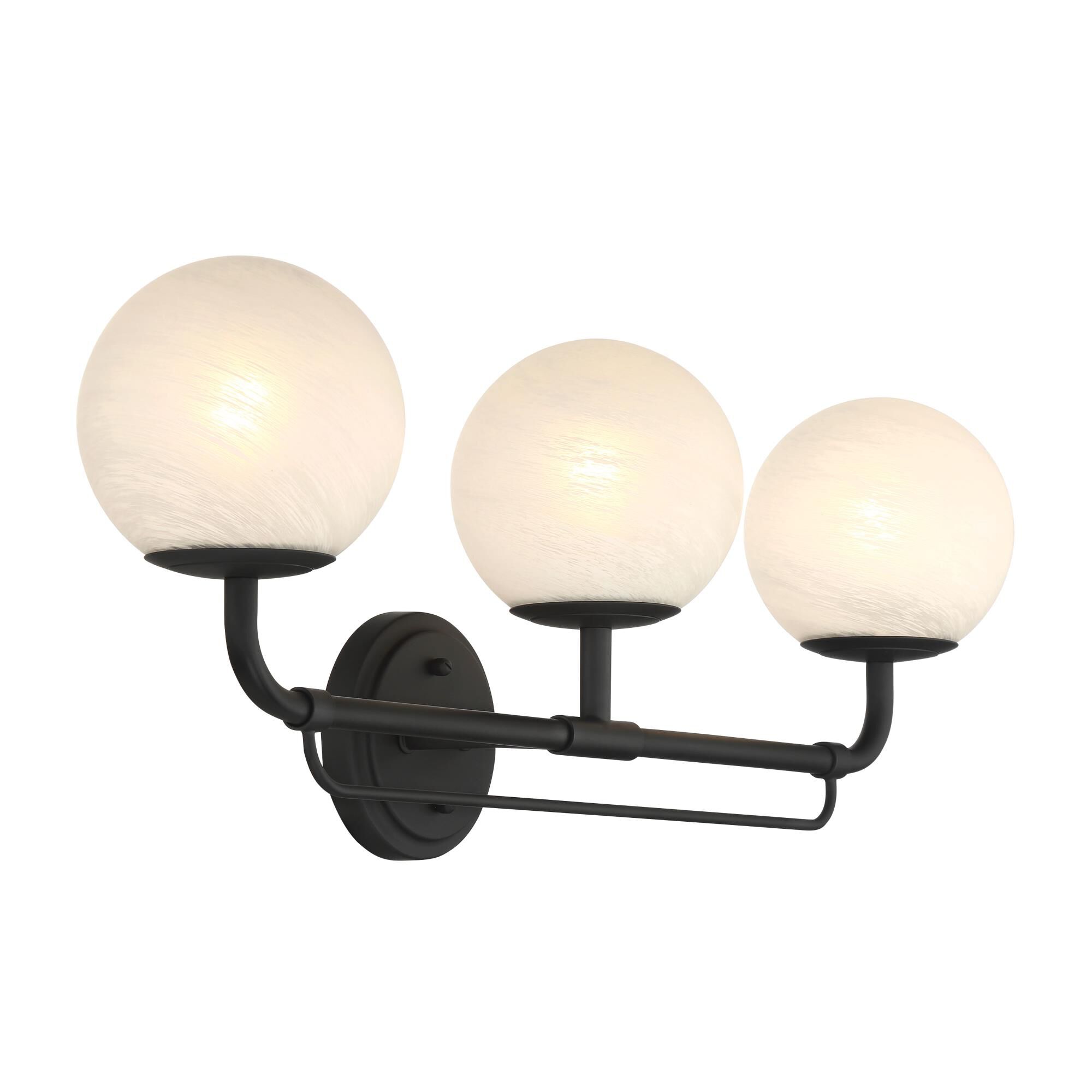 Shown in Dark Matte Black finish and White glass and Etched Alabaster Glass shade