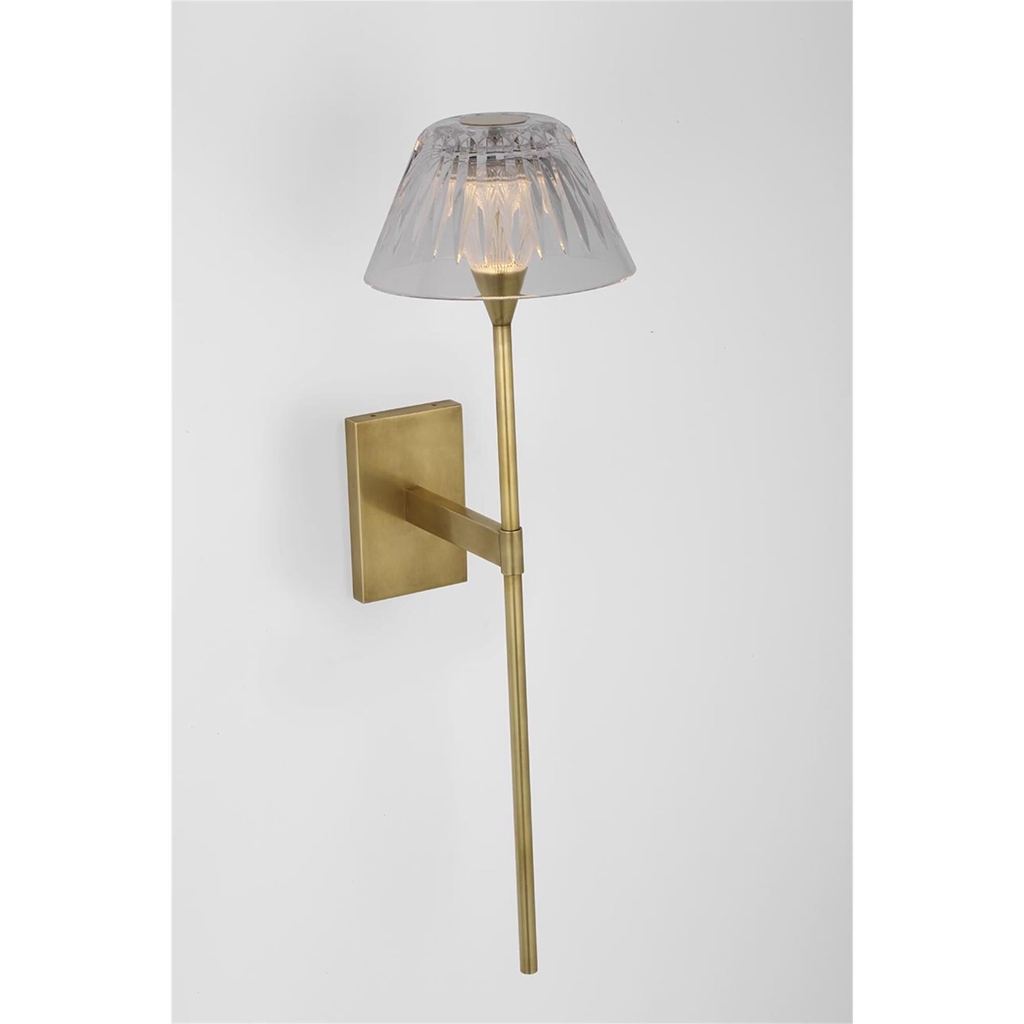 Shown in Natural Brass finish and Clear crystal