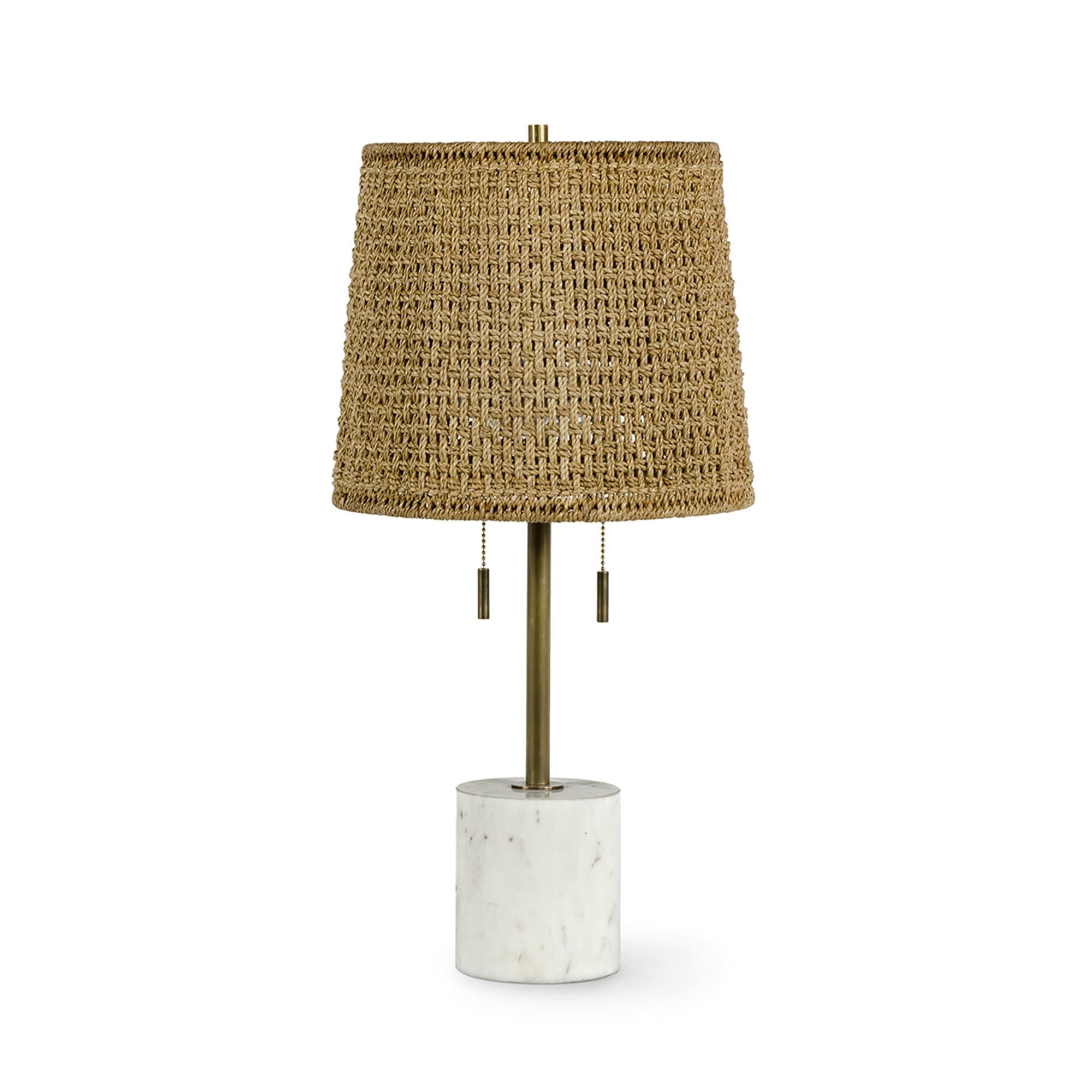 Shown in Antique Brass  finish and Lampakanay Rope shade