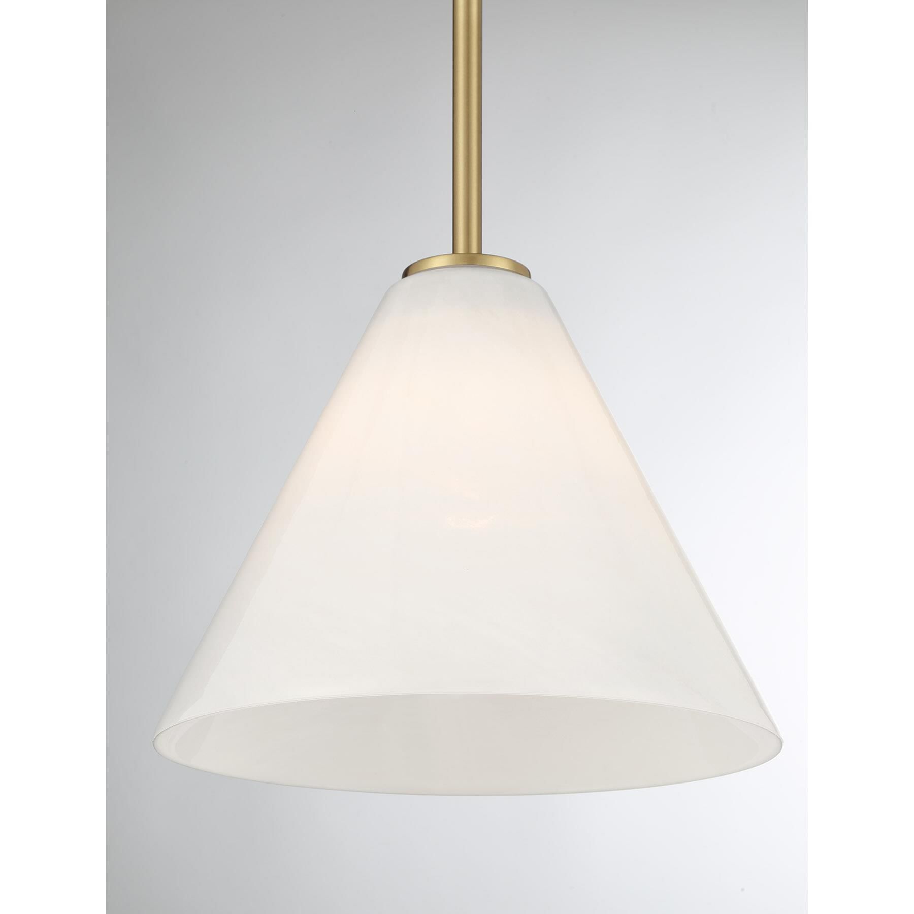Shown in Warm Brass finish and Strie shade