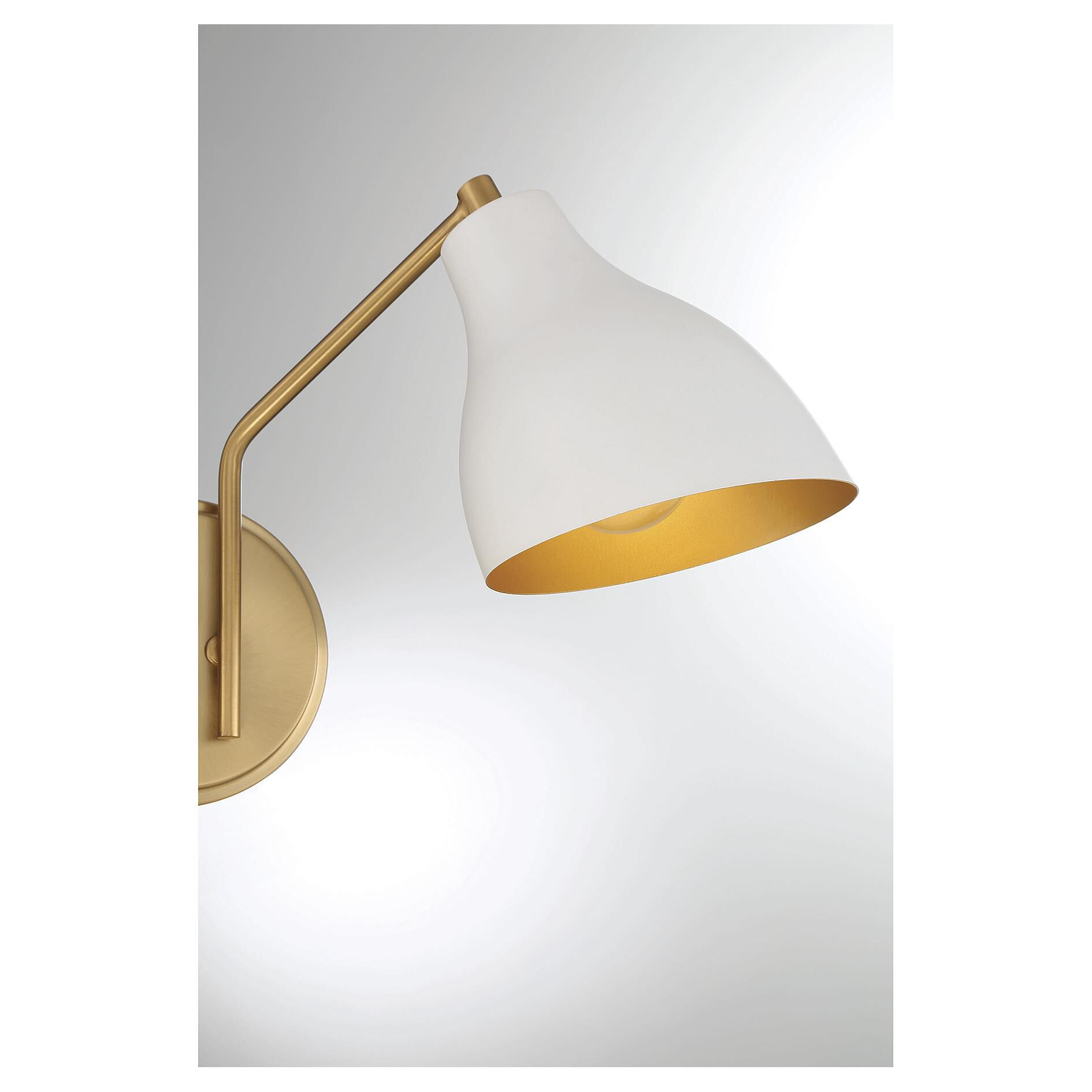 Shown in White with Natural Brass finish and White Metal shade