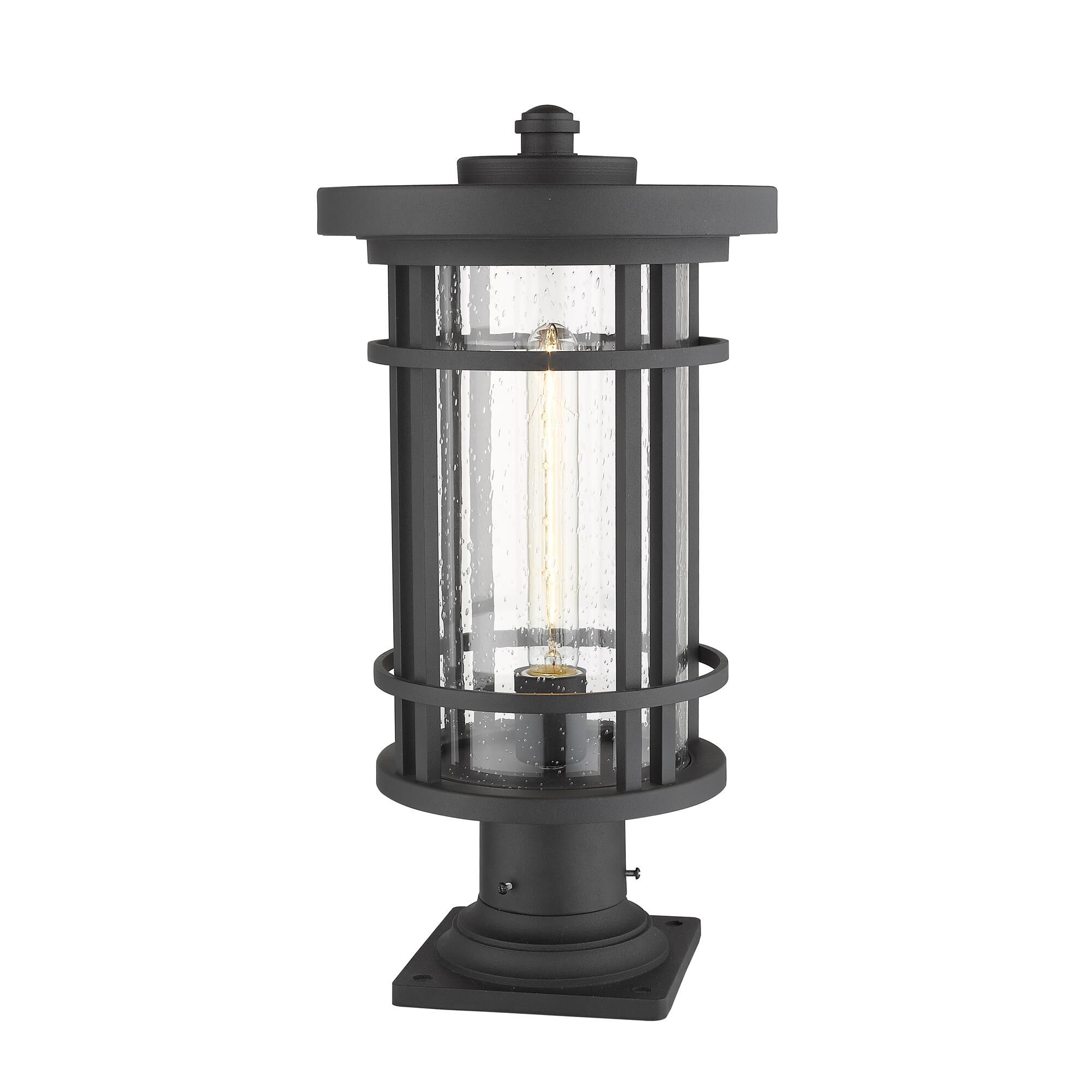 Shown in Black finish and Glass shade
