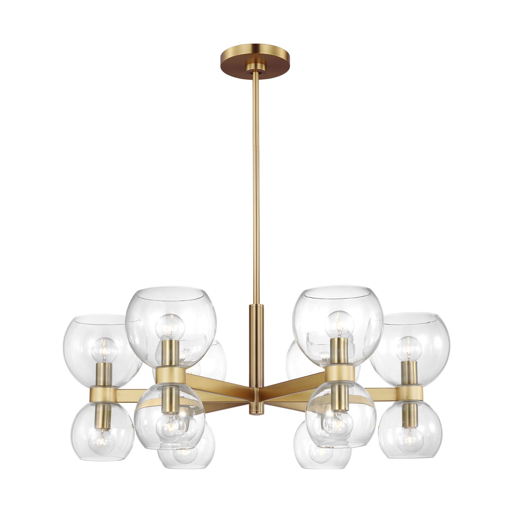 Shown in Burnished Brass finish and Clear glass