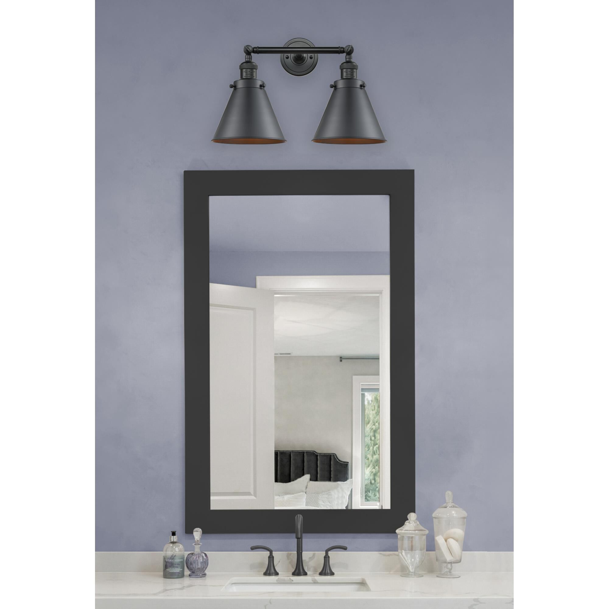 Shown in Matte Black finish and Metal - Matte Black - Cone shade