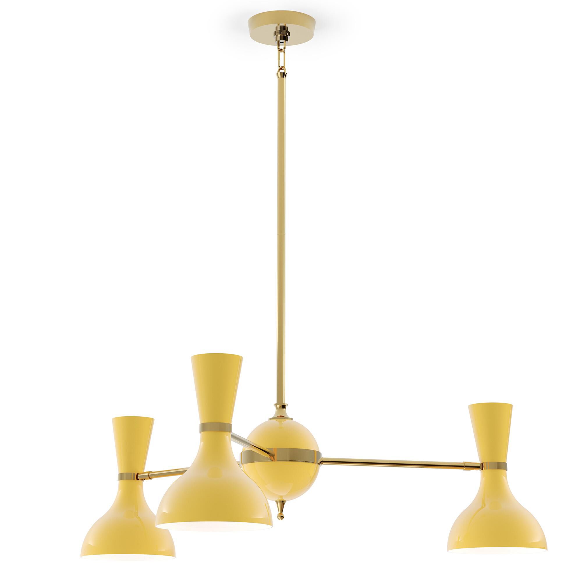 Shown in Modern Brass finish and Sunset shade