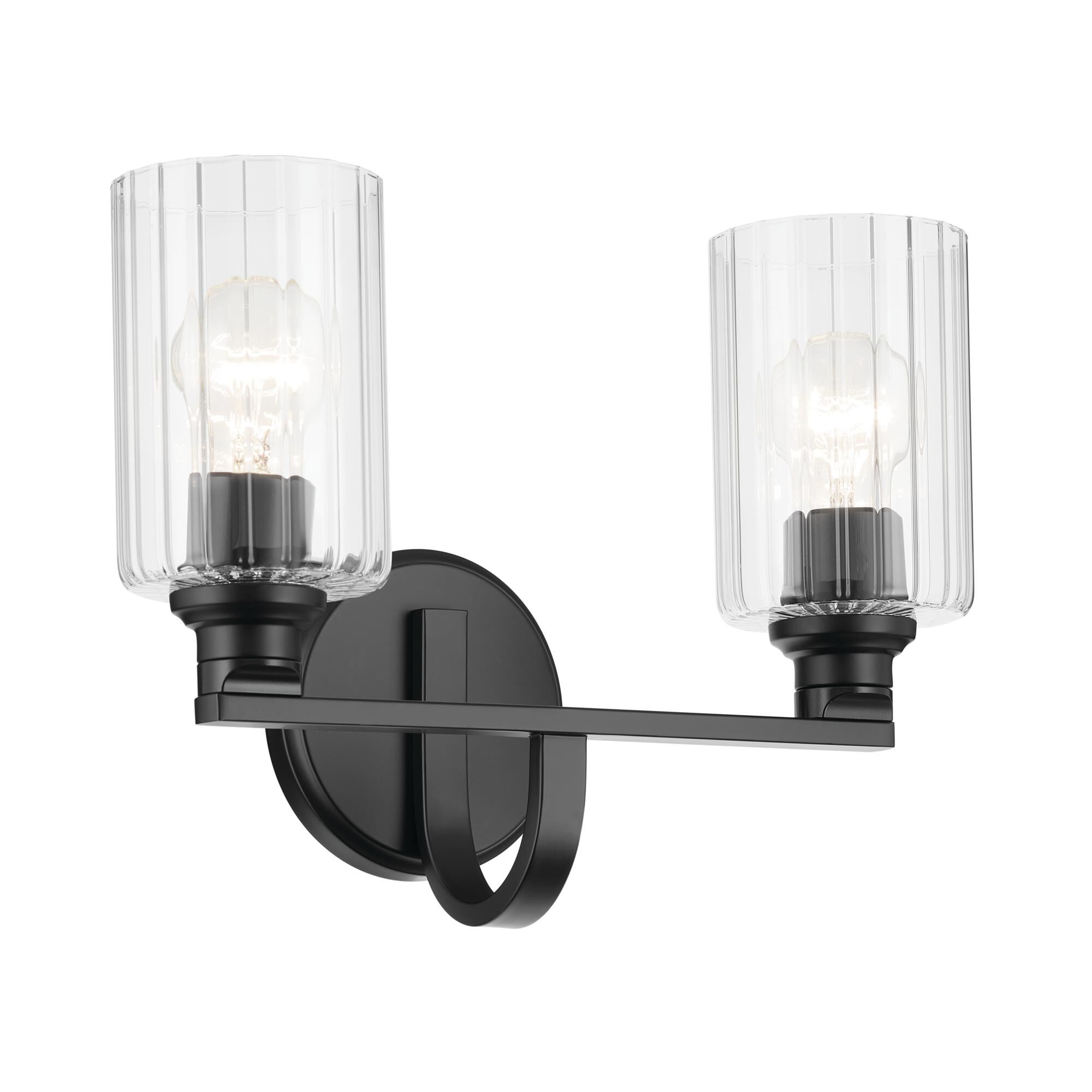 Shown in Black finish and Clear Fluted glass