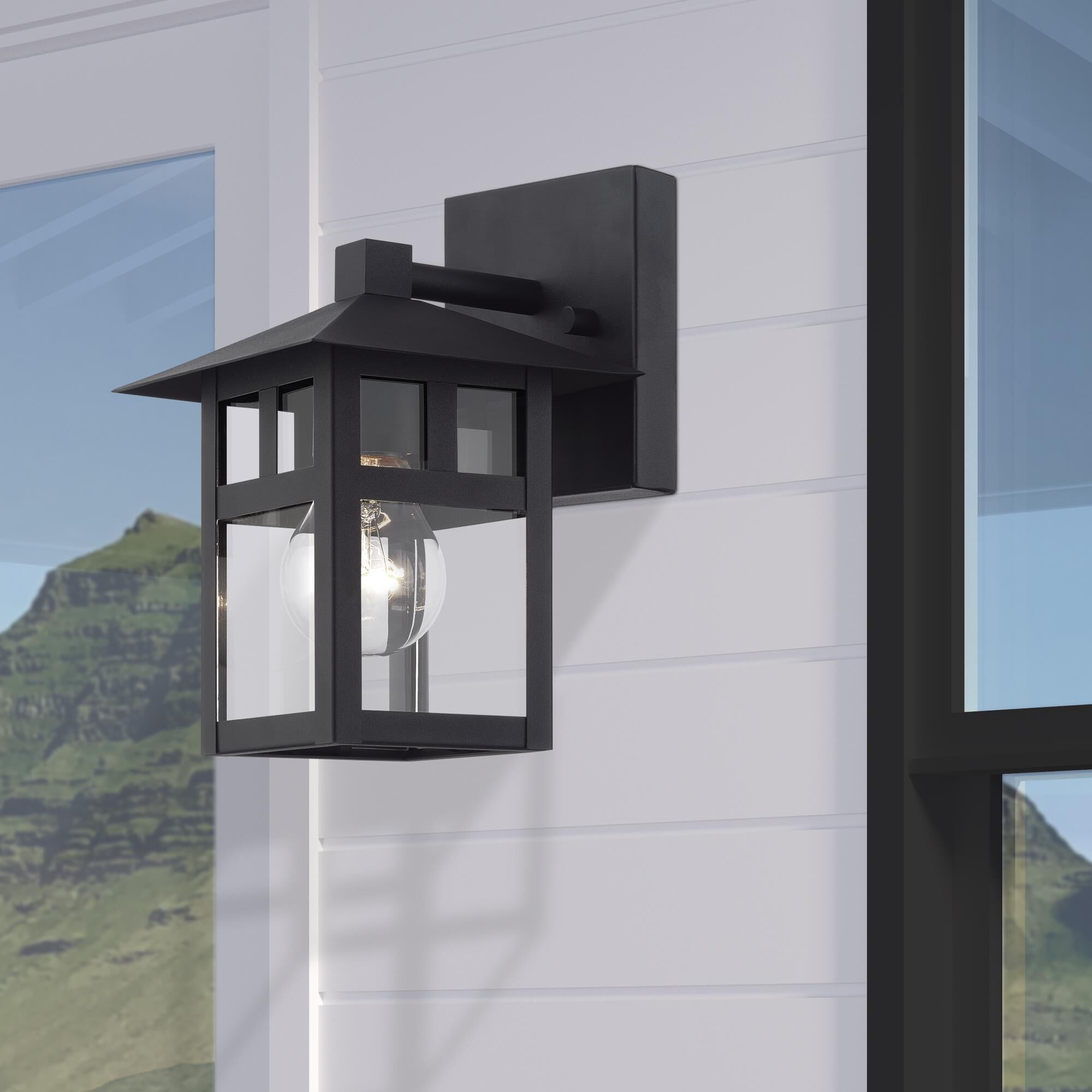 Shown in Textured Black finish and Clear glass