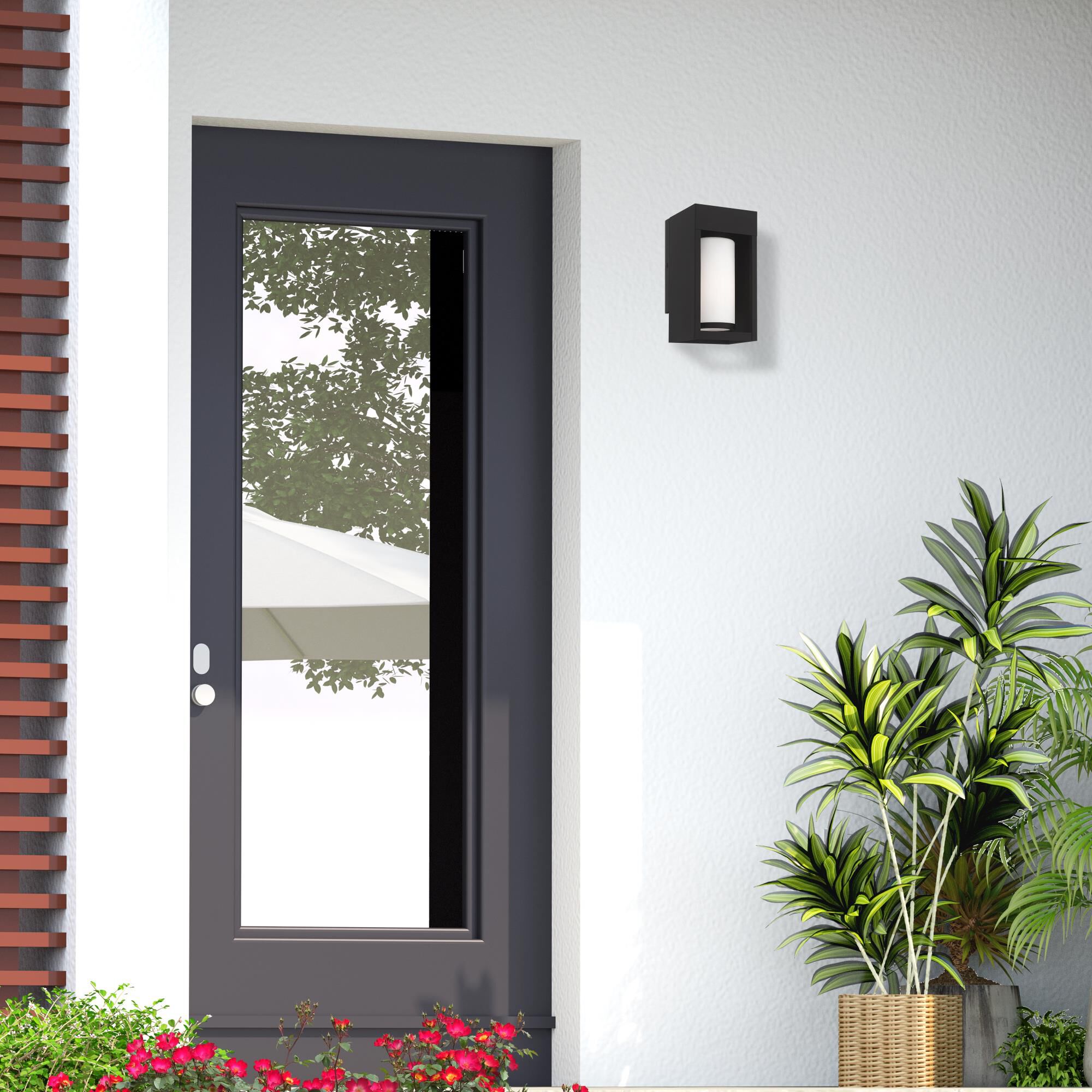 Shown in Black finish and Hand Blown Satin Opal White Cylinder glass