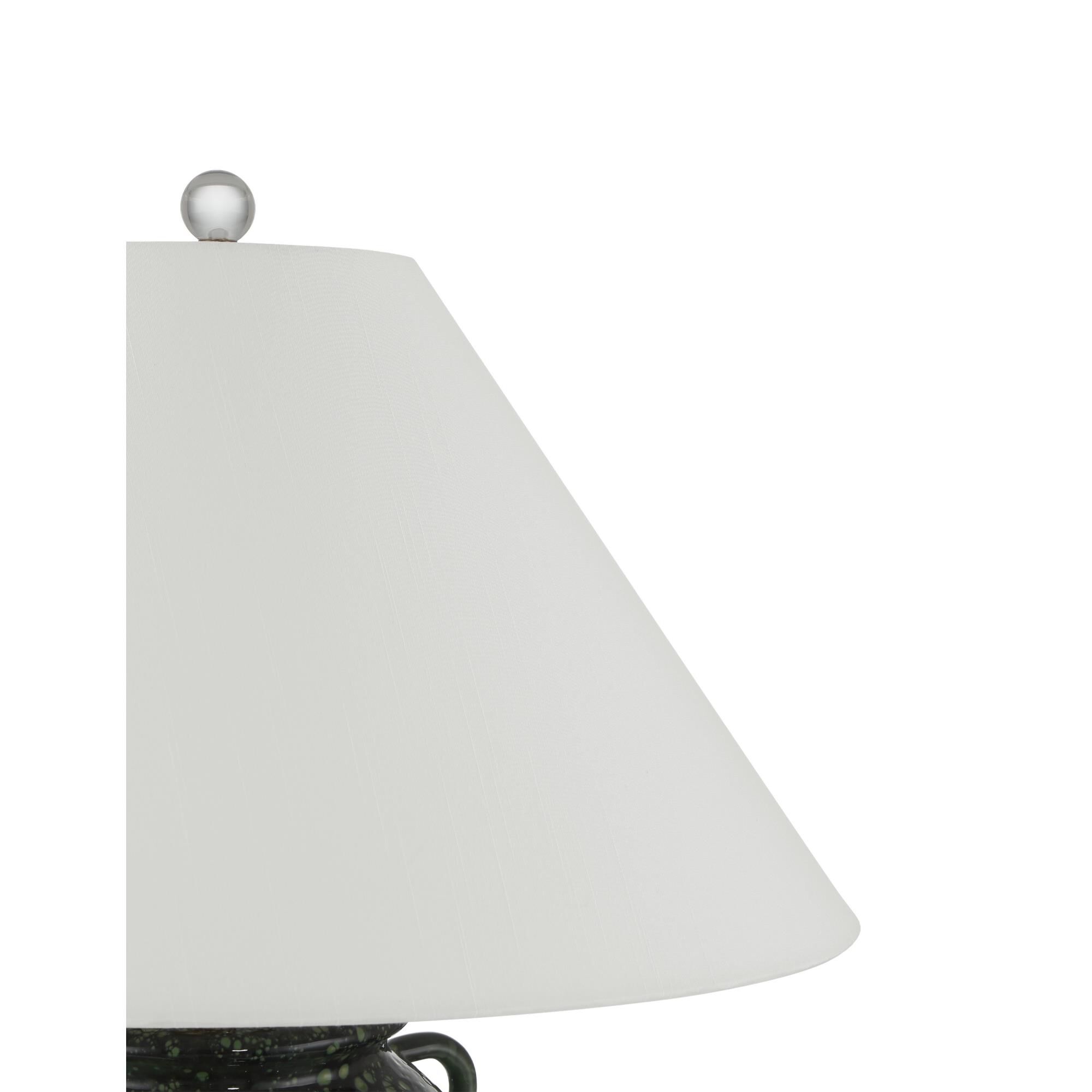 Shown in Green and Clear finish and Off-White Shantung shade