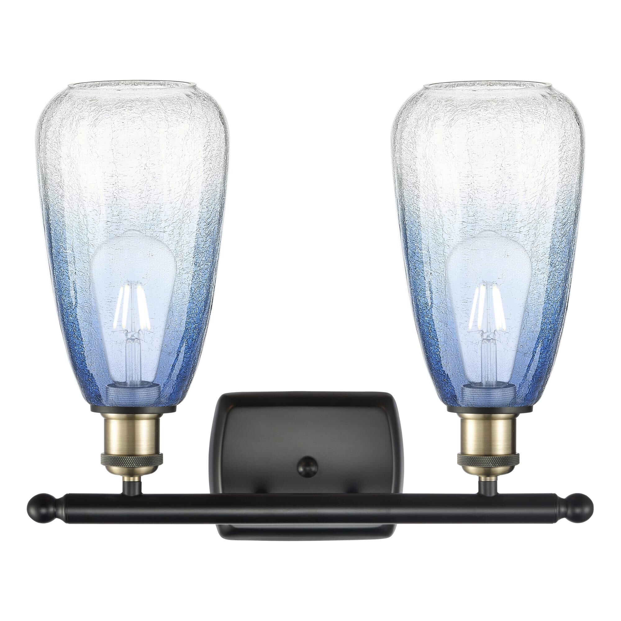 Shown in Black Antique Brass finish and Sapphire Blue glass