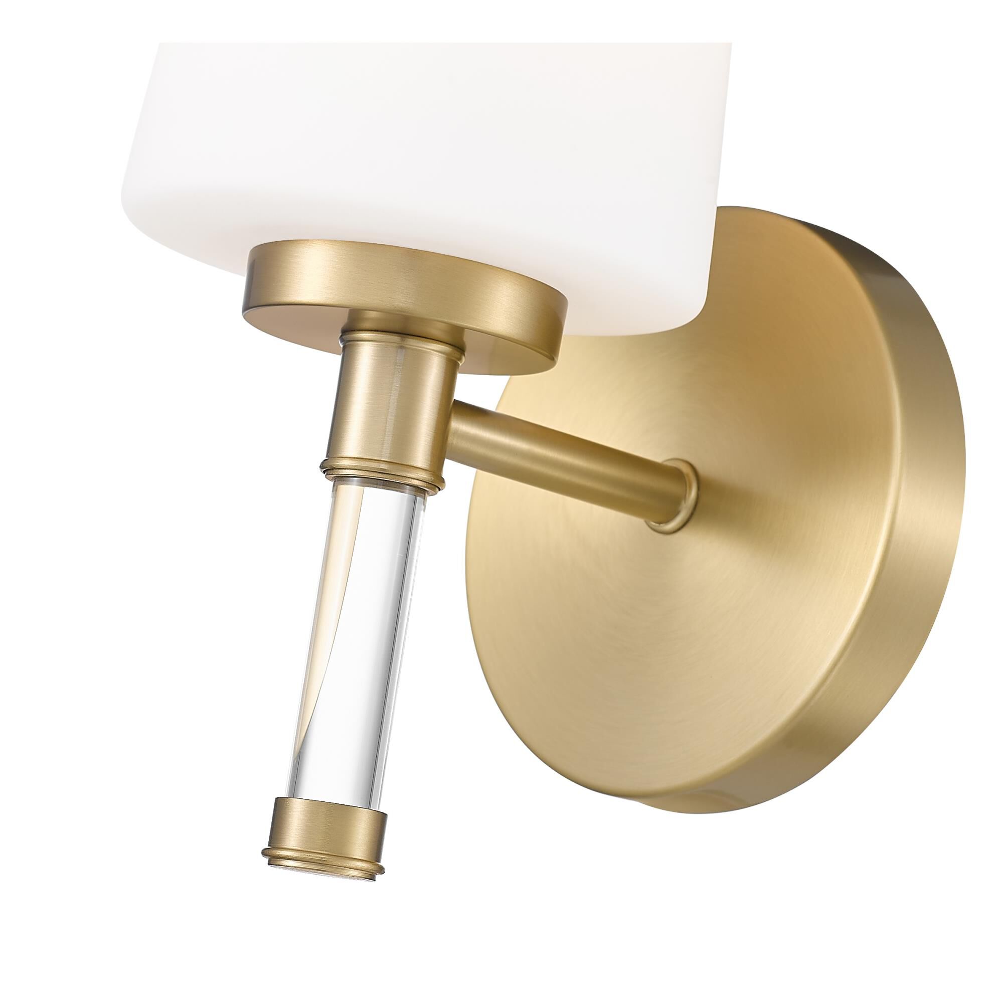 Shown in Modern Gold finish and White Opal glass
