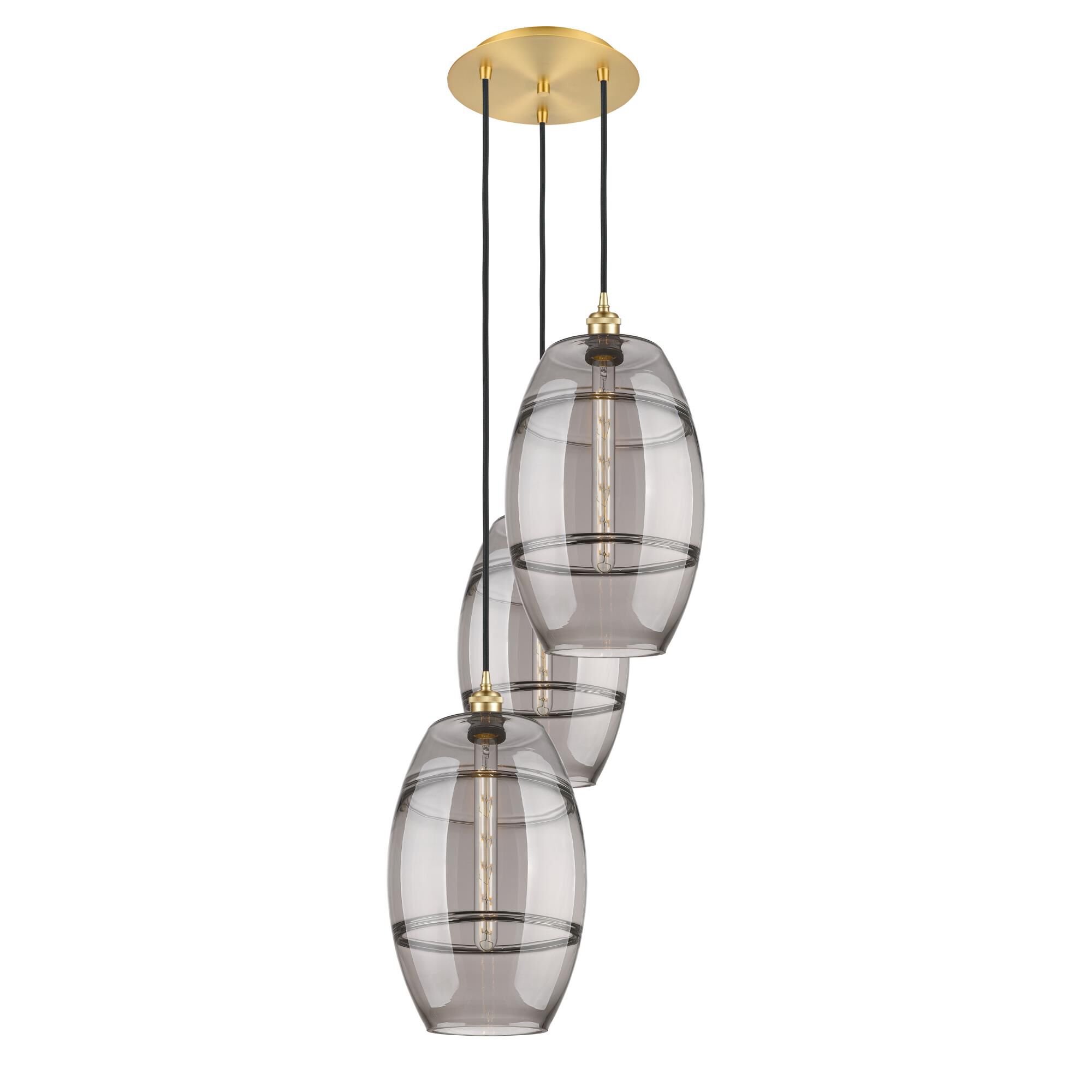 Shown in Satin Gold finish and Light Smoke glass