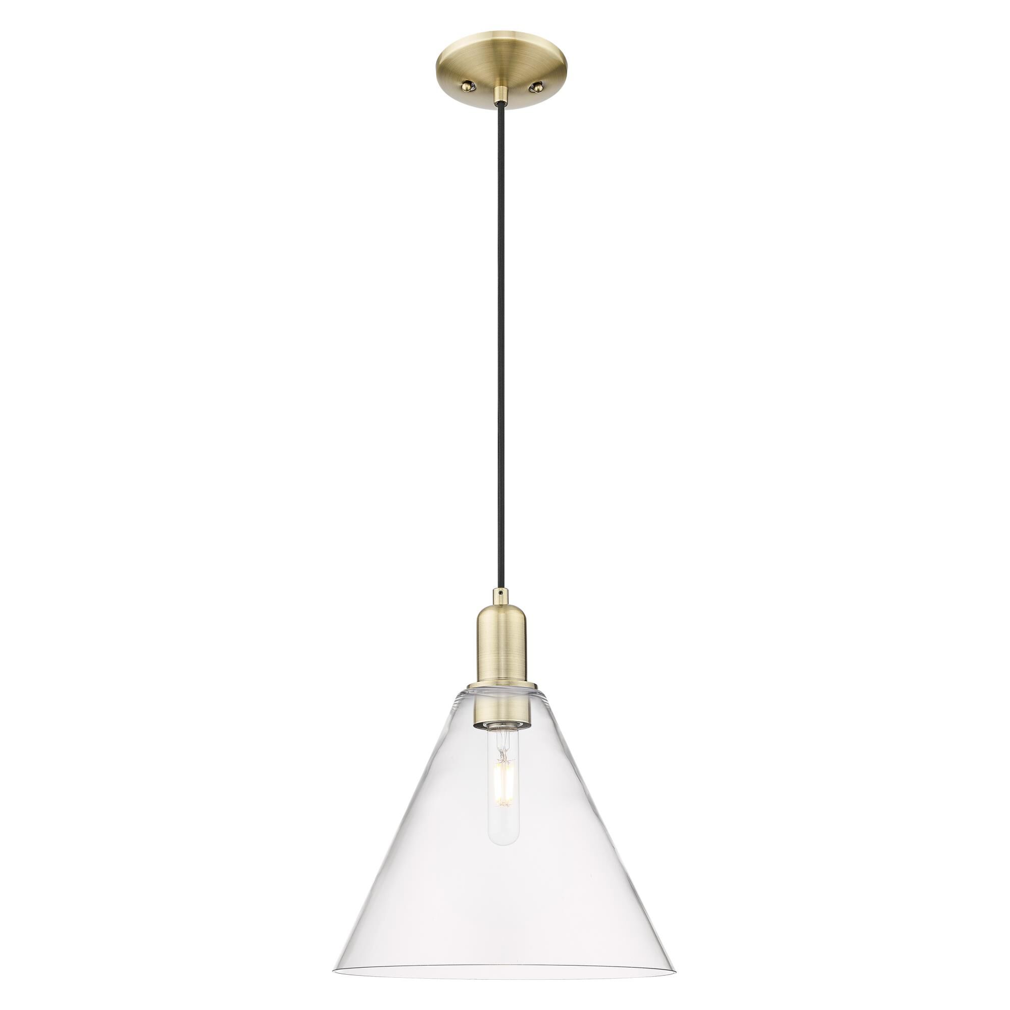 Shown in Antique Brass finish and Clear glass