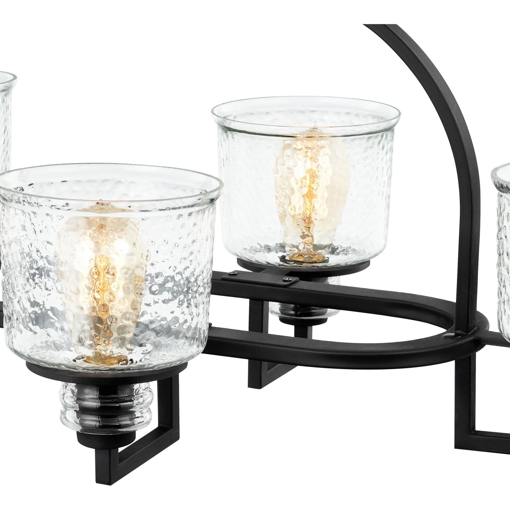 Shown in Earth Black finish and Clear Hammered Glass shade