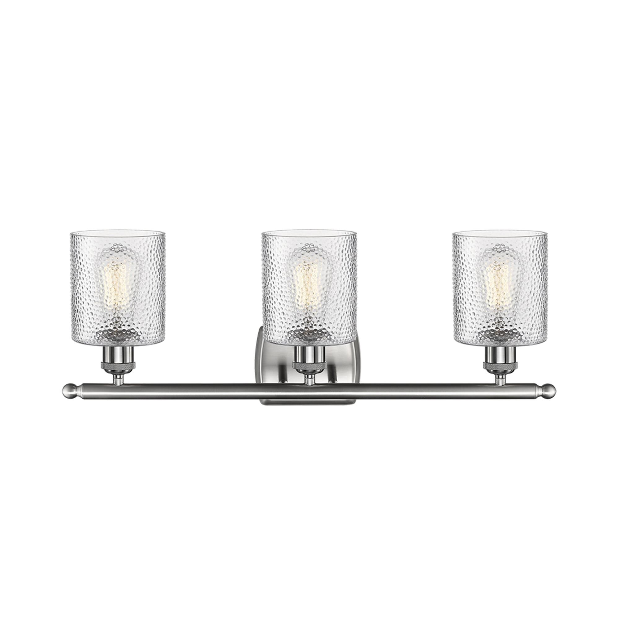 Shown in Brushed Satin Nickel finish and Clear Ripple glass